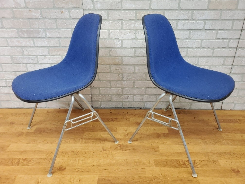 Mid Century Modern Herman Miller Shell Dining Chairs in Blue - Set of 4 - 6