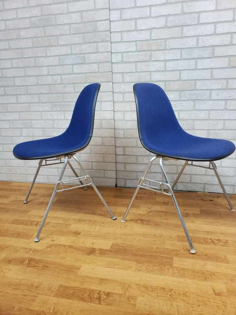 Mid Century Modern Herman Miller Shell Dining Chairs in Blue - Set of 4 - 8
