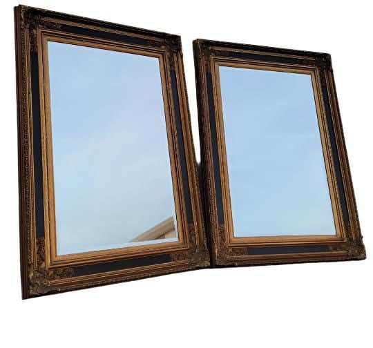 Vintage Colonial Baroque Style Carved Framed Wall Mirrors - Pair (1 of 6)