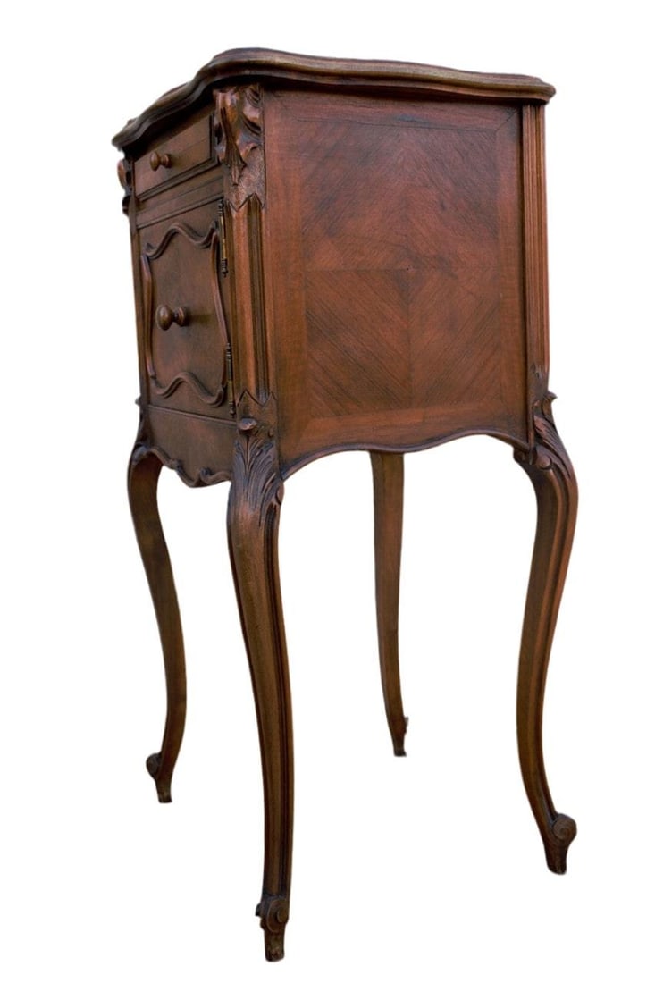 Antique French Louis XV Style Marble Top Humidor Smoking Storage Table - 2