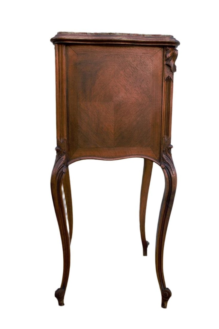 Antique French Louis XV Style Marble Top Humidor Smoking Storage Table - 3