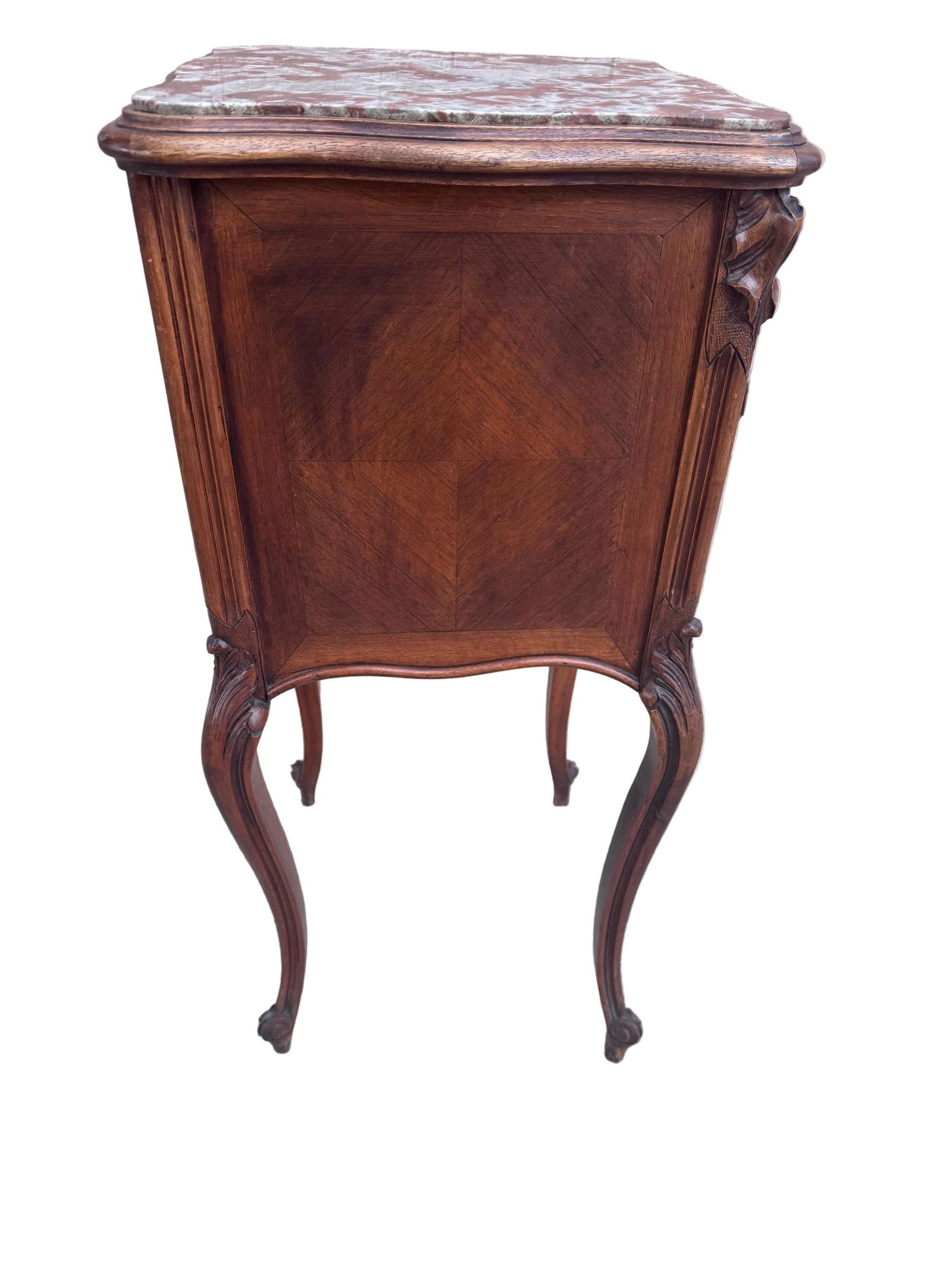 Antique French Louis XV Style Marble Top Humidor Smoking Storage Table - 4