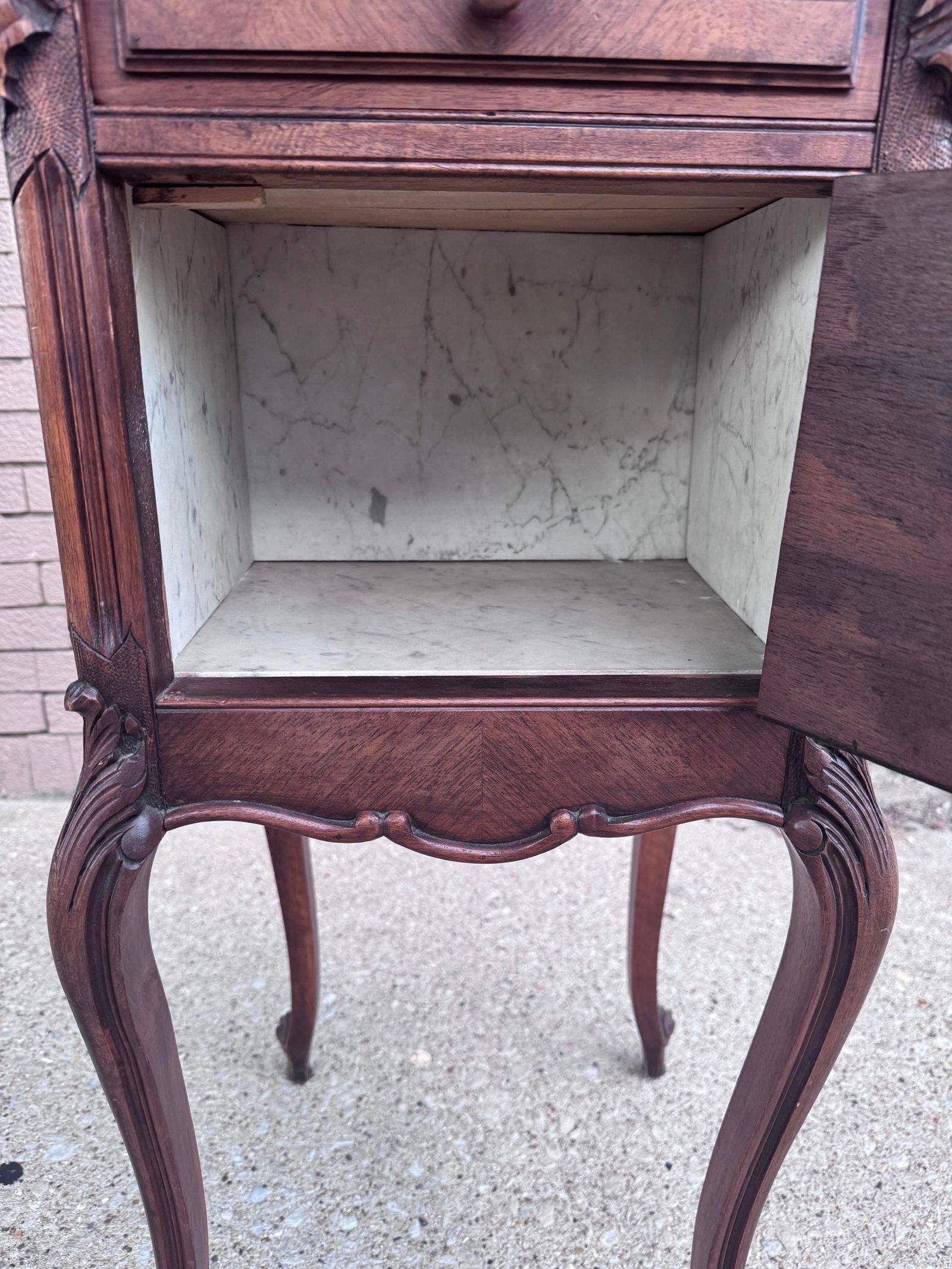 Antique French Louis XV Style Marble Top Humidor Smoking Storage Table - 7