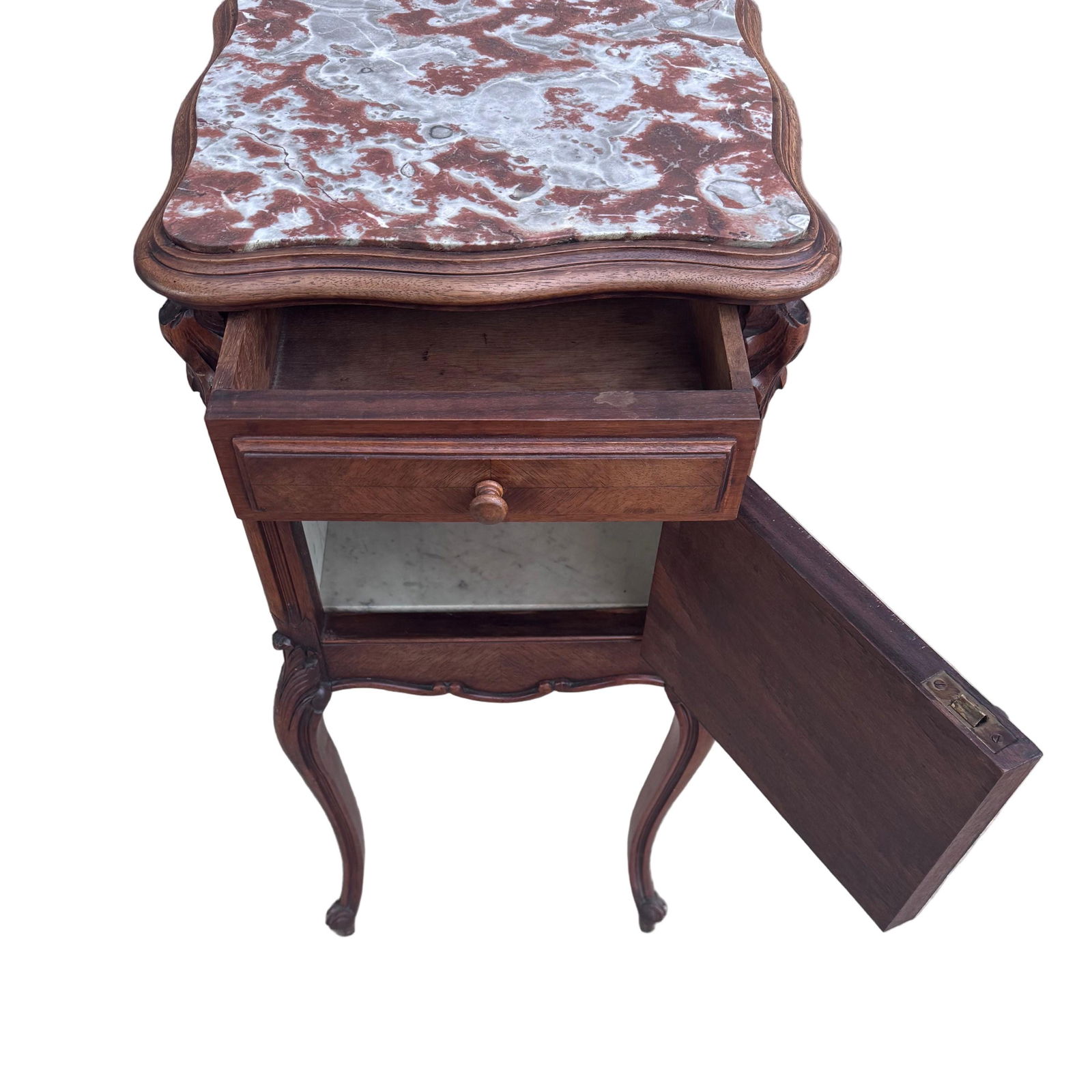 Antique French Louis XV Style Marble Top Humidor Smoking Storage Table - 8