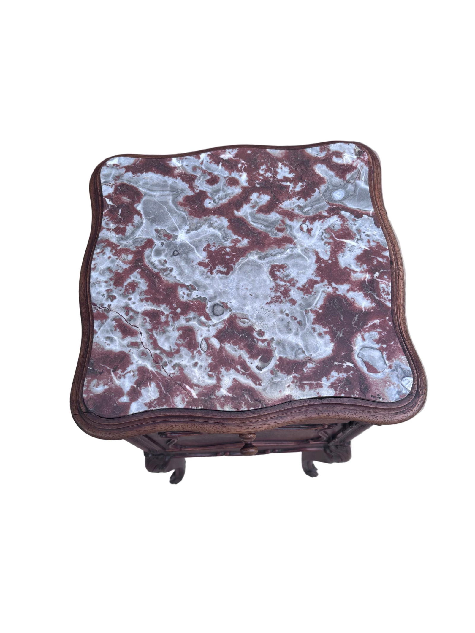 Antique French Louis XV Style Marble Top Humidor Smoking Storage Table - 9