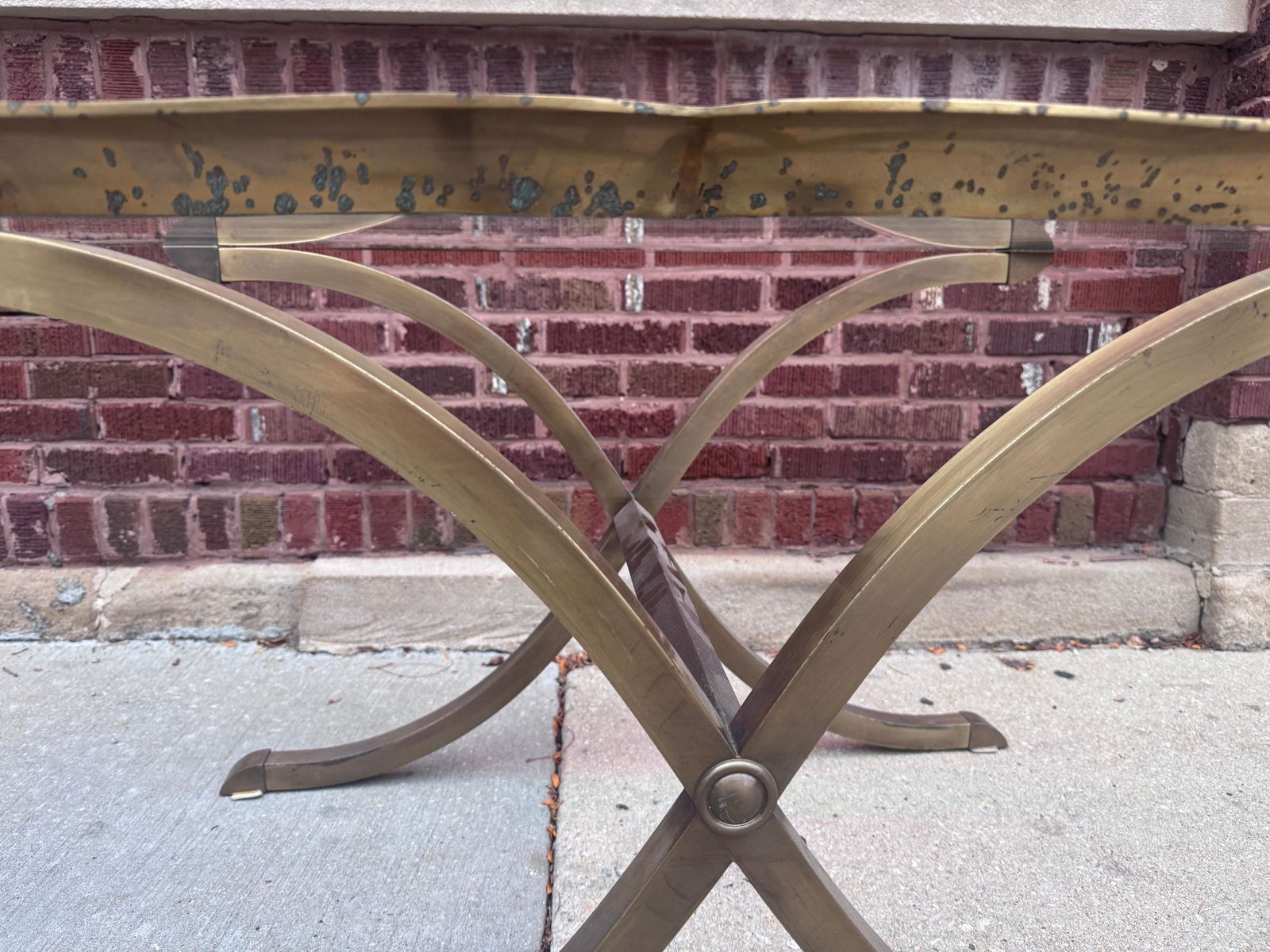 New - Hollywood Regency LaBarge Brass Tray Top Oval Coffee Table - 8