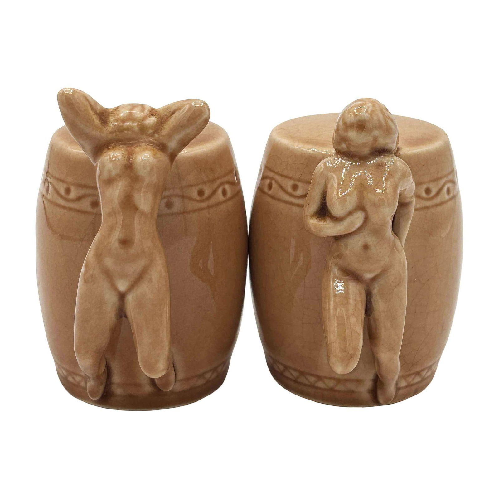 Strip Tease- Eye Appeal Ceramic Barware Salt & Pepper Shaker by Dorothy Kindell - 4