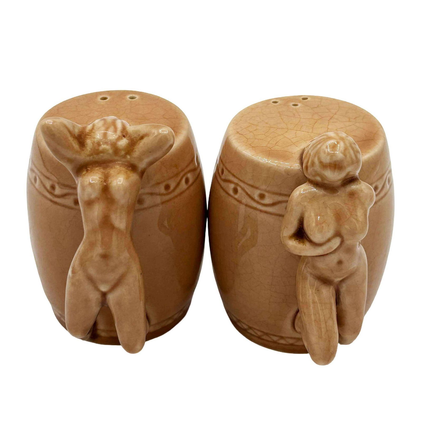 Strip Tease- Eye Appeal Ceramic Barware Salt & Pepper Shaker by Dorothy Kindell - 5