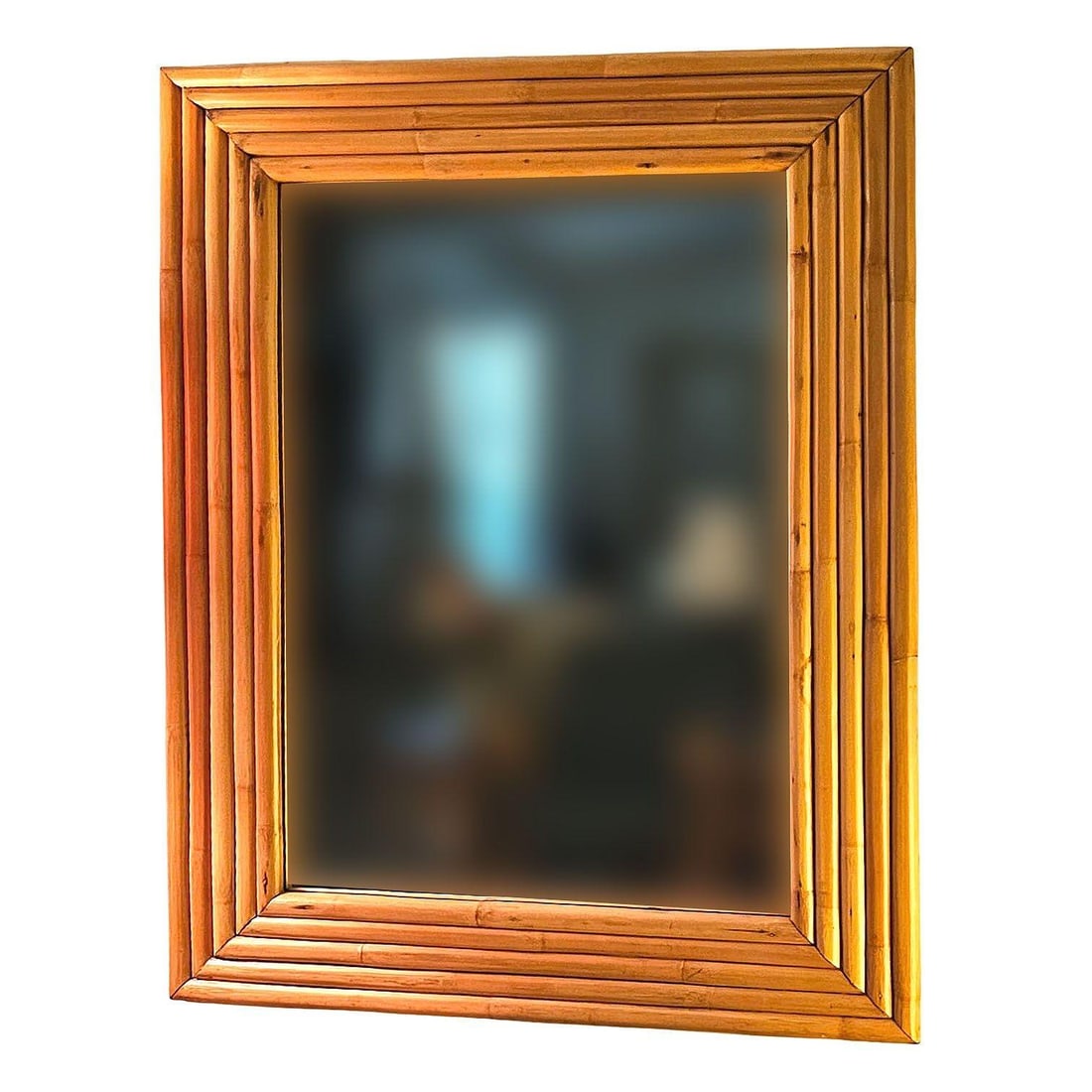 Restored Five-Strand Rectangle Rattan Mirror by Tropical Sun Rattan Company - 14