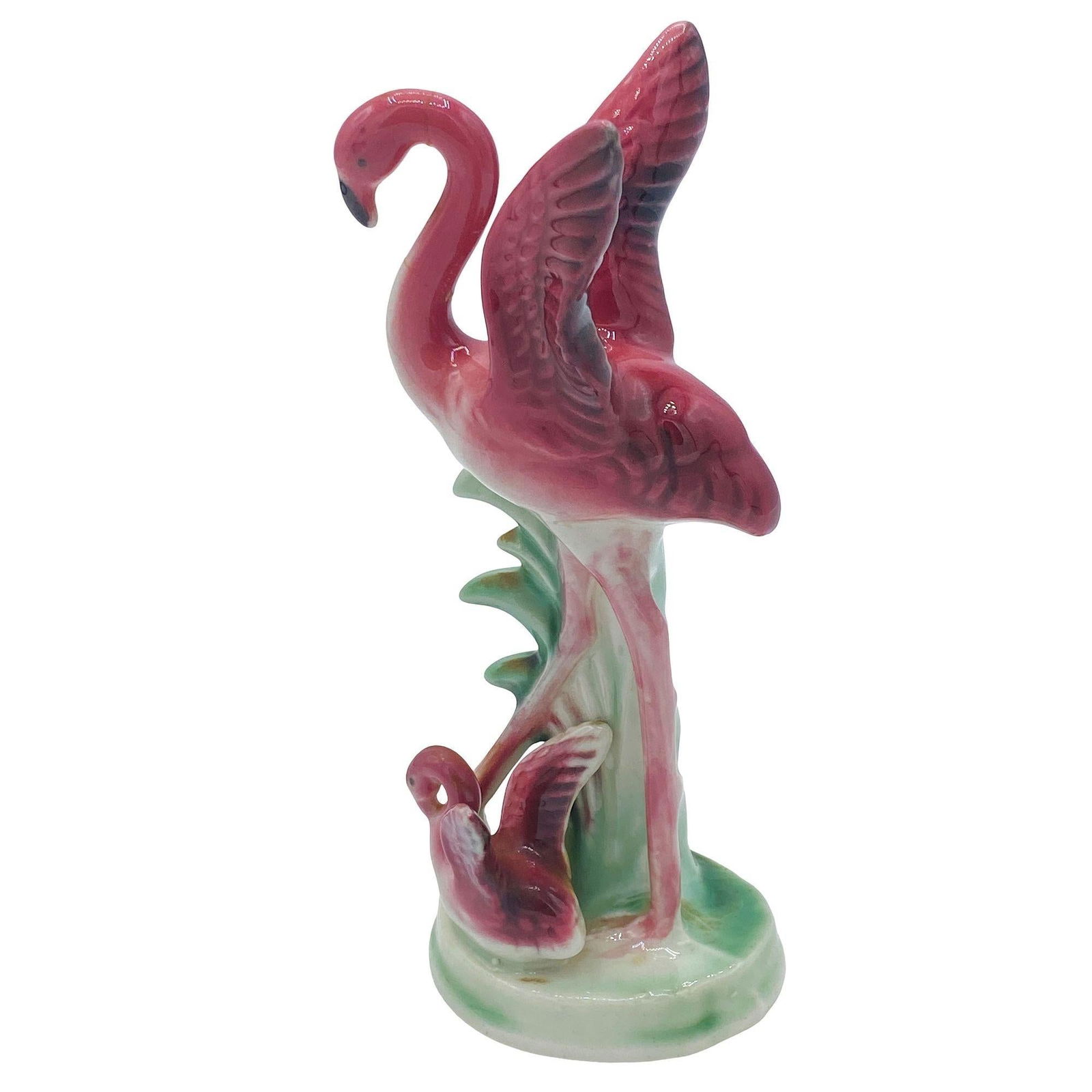 Mid-century Ceramic Miniature Pink Flamingo Tabletop Statue By Leftons - 18