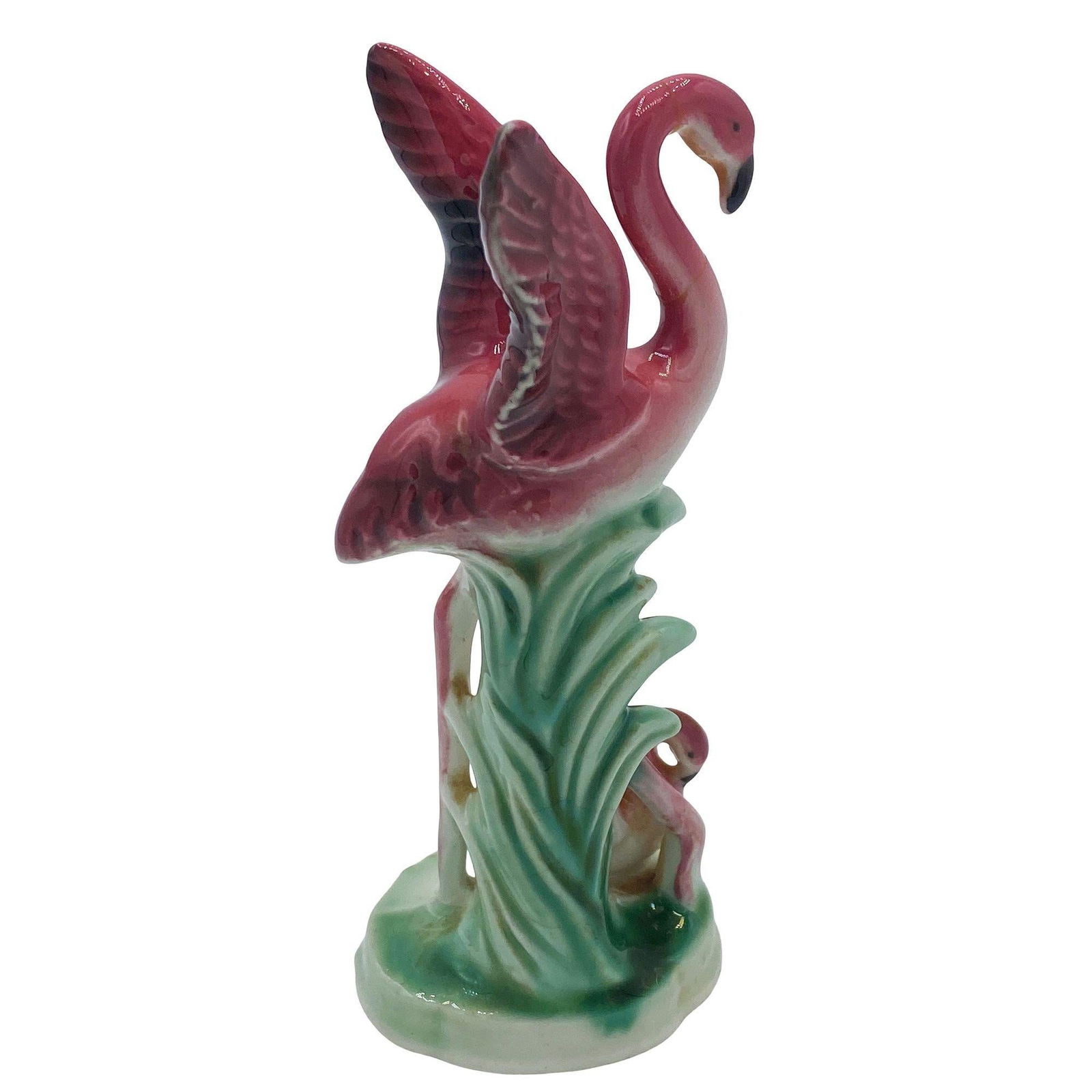 Mid-century Ceramic Miniature Pink Flamingo Tabletop Statue By Leftons - 20
