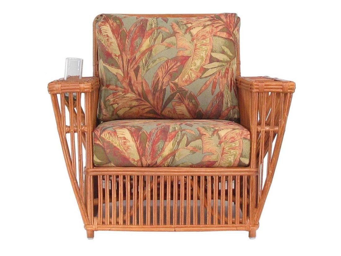 Presidents Stick Reed Rattan Nantucket Lounge Armchair and Ottoman Set - 11
