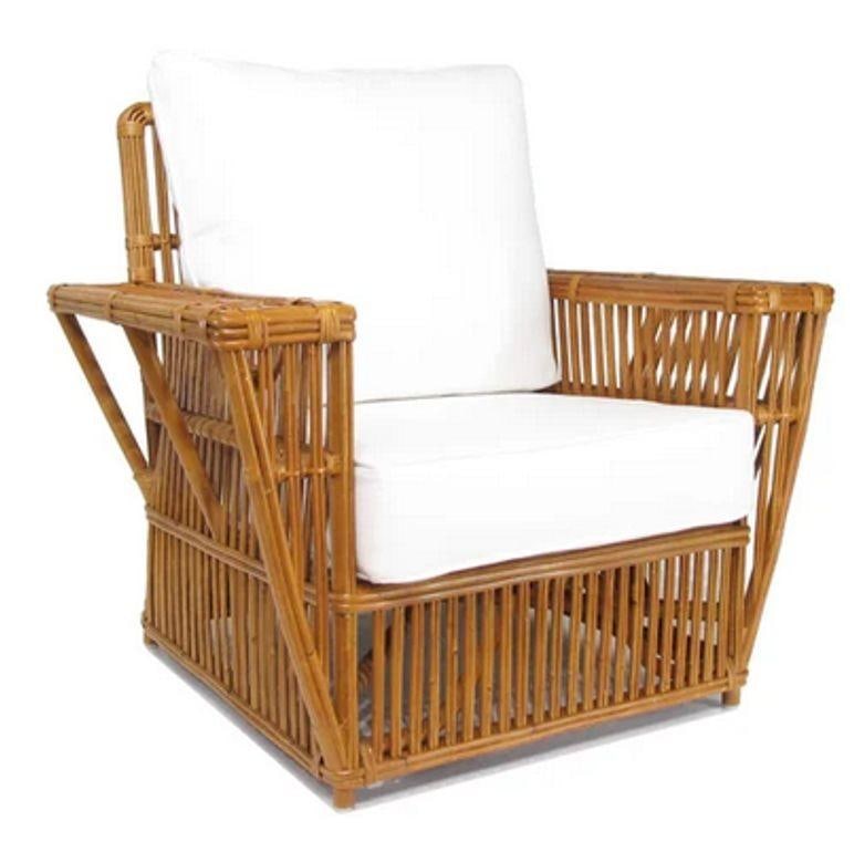 Presidents Stick Reed Rattan Nantucket Lounge Armchair and Ottoman Set - 12