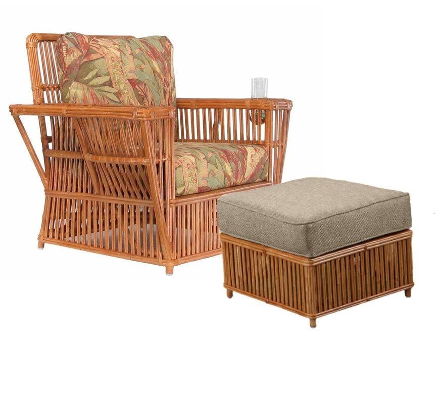 Presidents Stick Reed Rattan Nantucket Lounge Armchair and Ottoman Set - 8