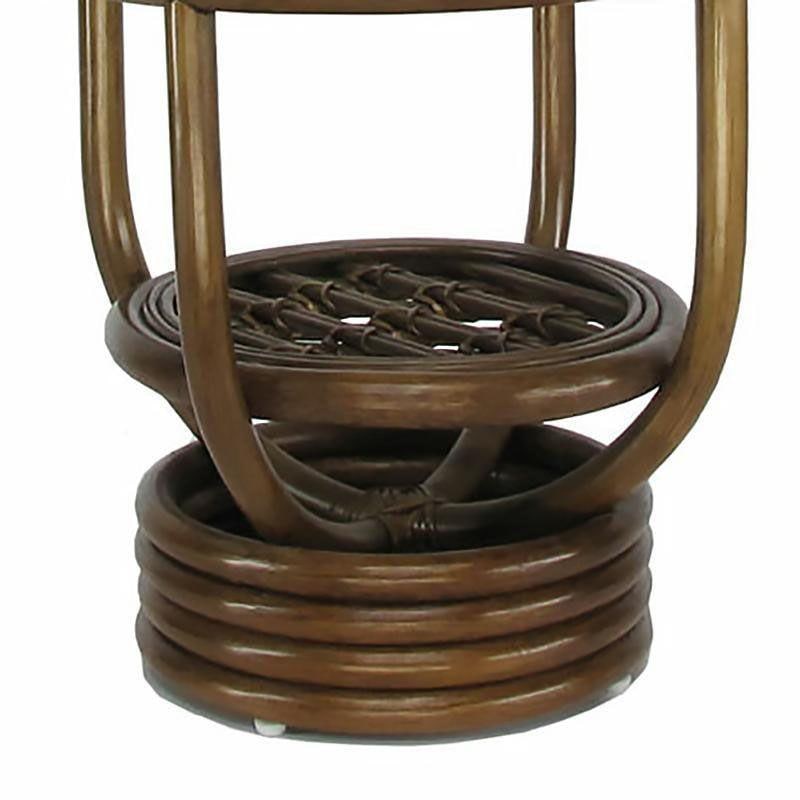 Modernist Glass Top Rattan "Kauai" Side Table With Stacked Base - 5