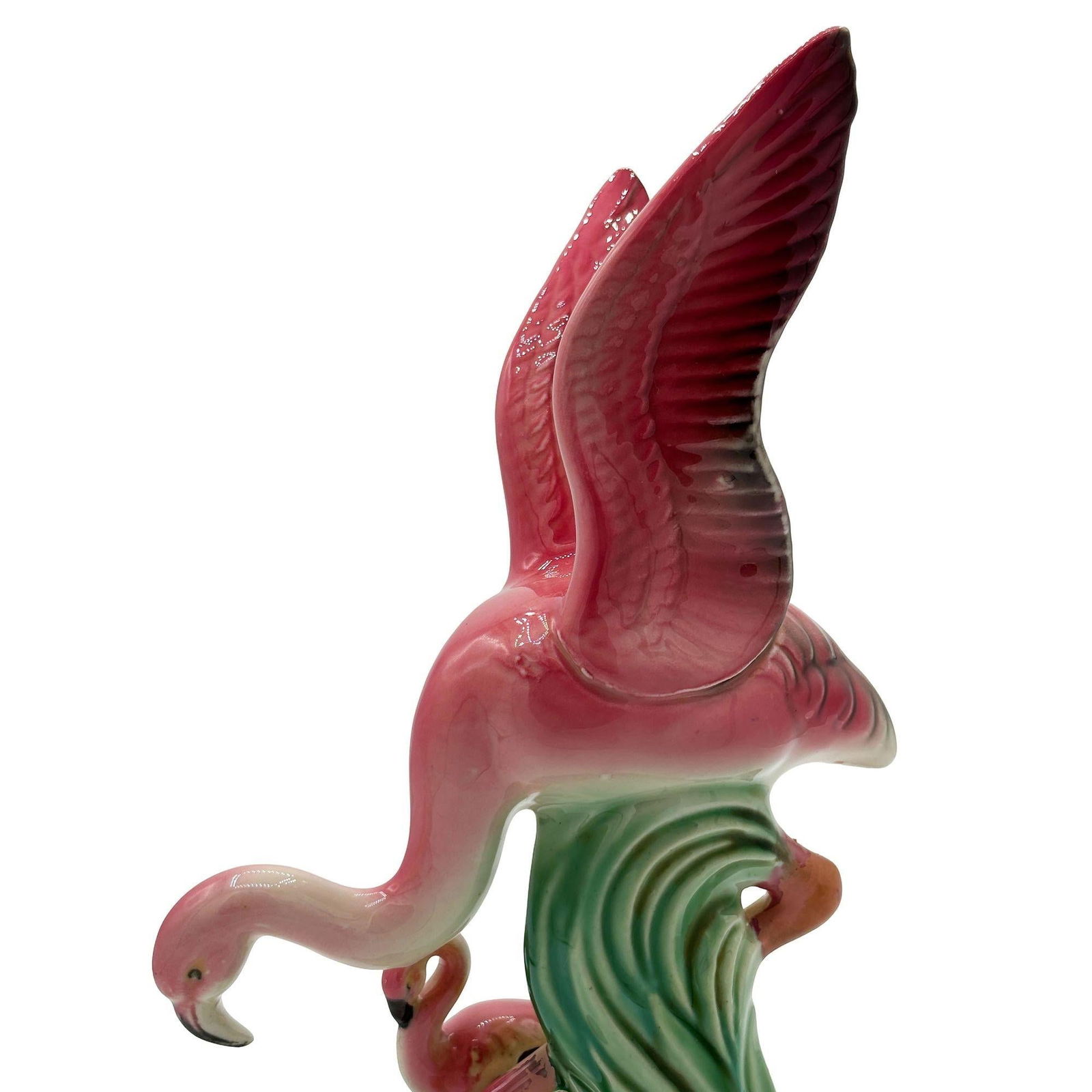 Mid-century Child & Mother Pink Flamingo Ceramic Tabletop Statue By Leftons - 15