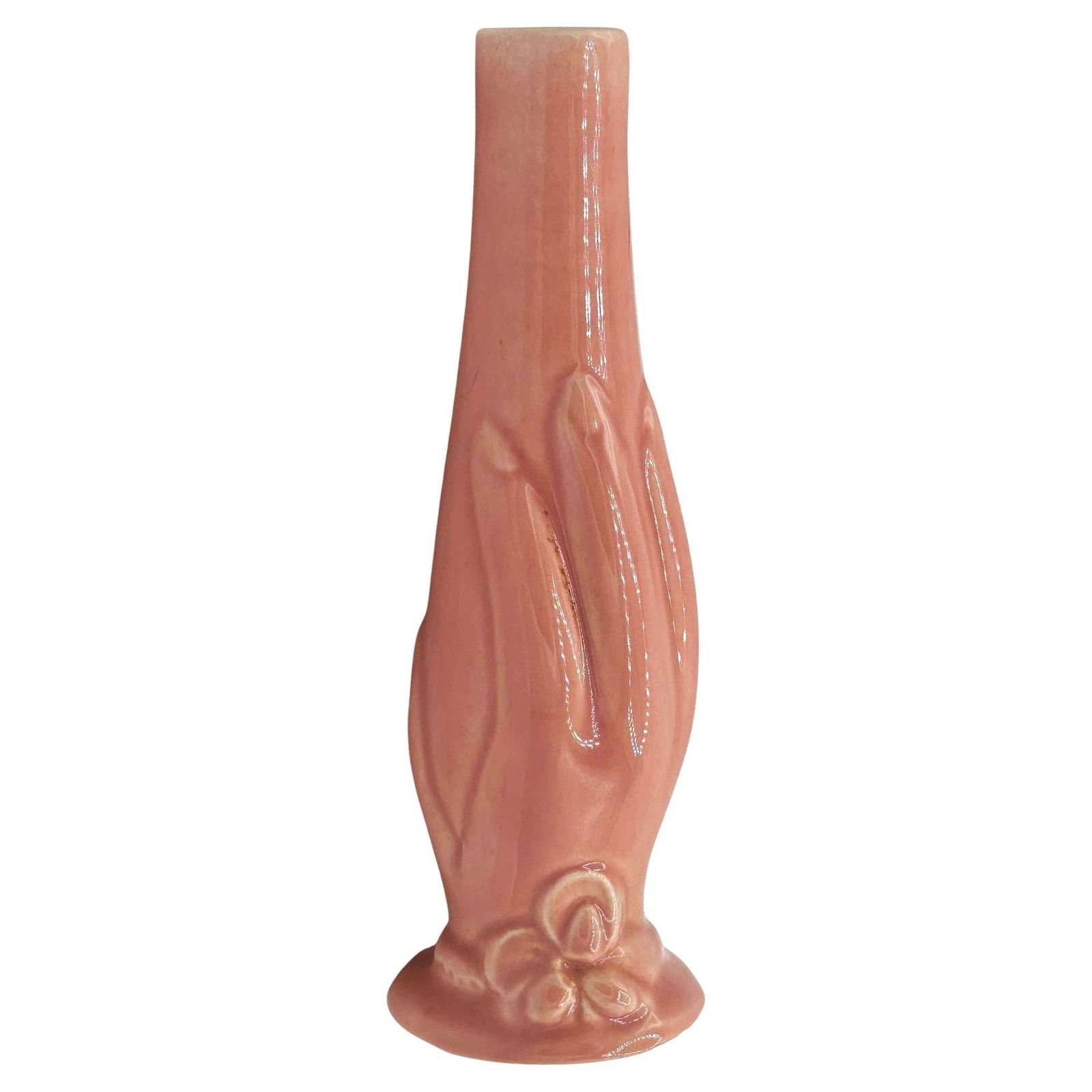 6"Tall Pink Maroon Mid-century "ALC" Vase by Lorle Pottery - 7