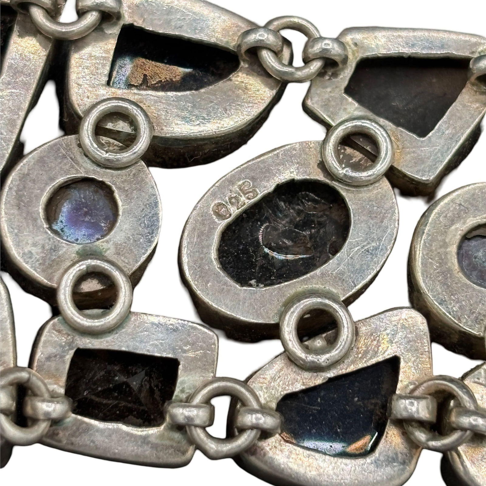 Organic Design Sterling Silver Mosaic Bracelet w/ Quartz, Ametrine, & Onyx - 2