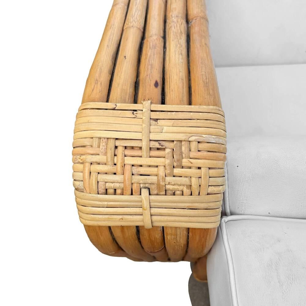 Restored Historic Paul T.Frankl Hand Made 5- Strand Square Pretzel Rattan Lounge - 14