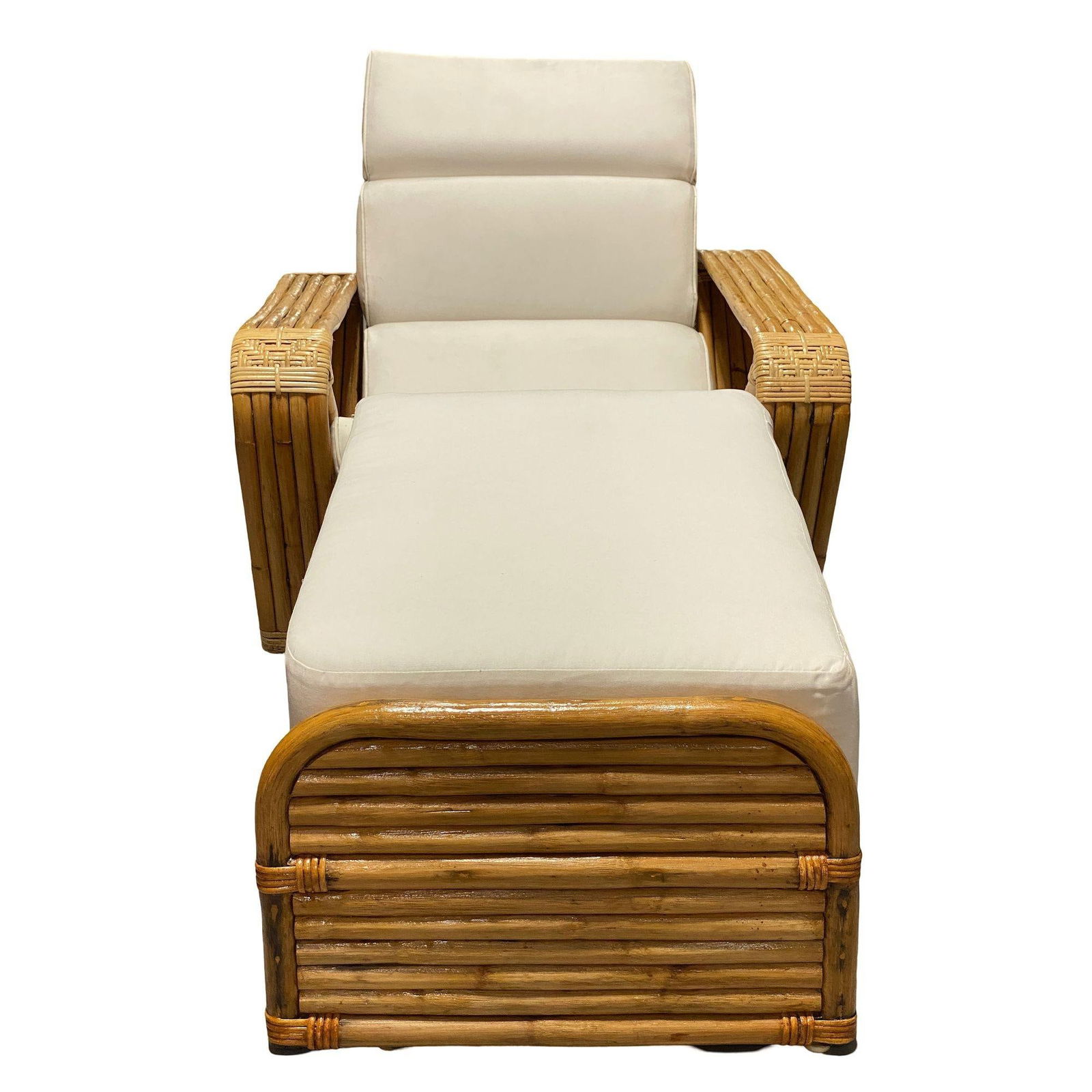 Restored Historic Paul T.Frankl Hand Made 5- Strand Square Pretzel Rattan Lounge - 18