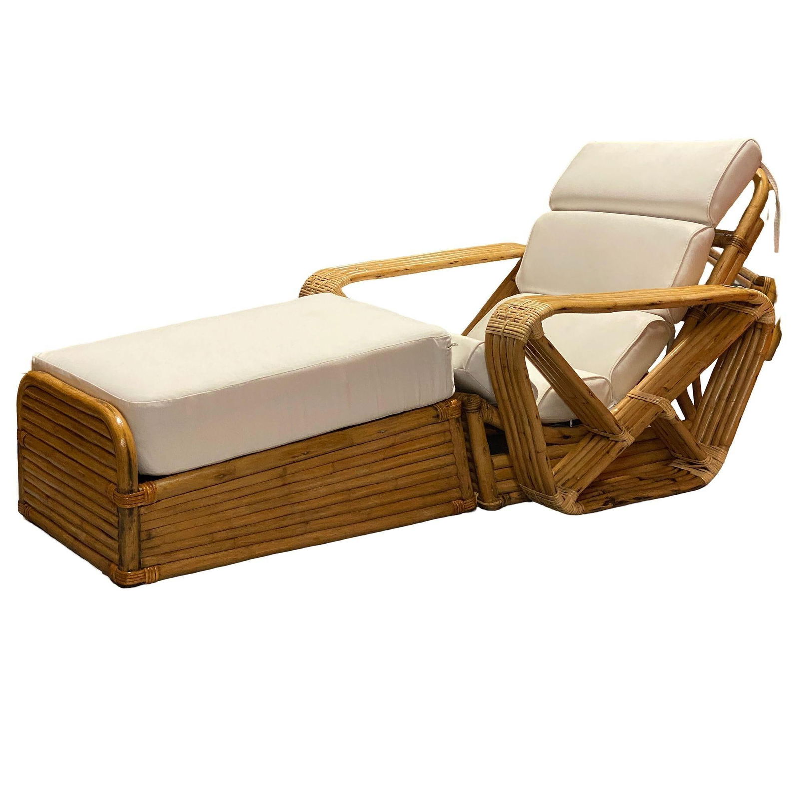 Restored Historic Paul T.Frankl Hand Made 5- Strand Square Pretzel Rattan Lounge - 19