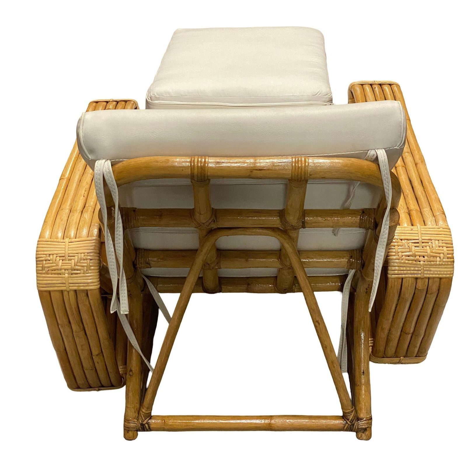 Restored Historic Paul T.Frankl Hand Made 5- Strand Square Pretzel Rattan Lounge - 3