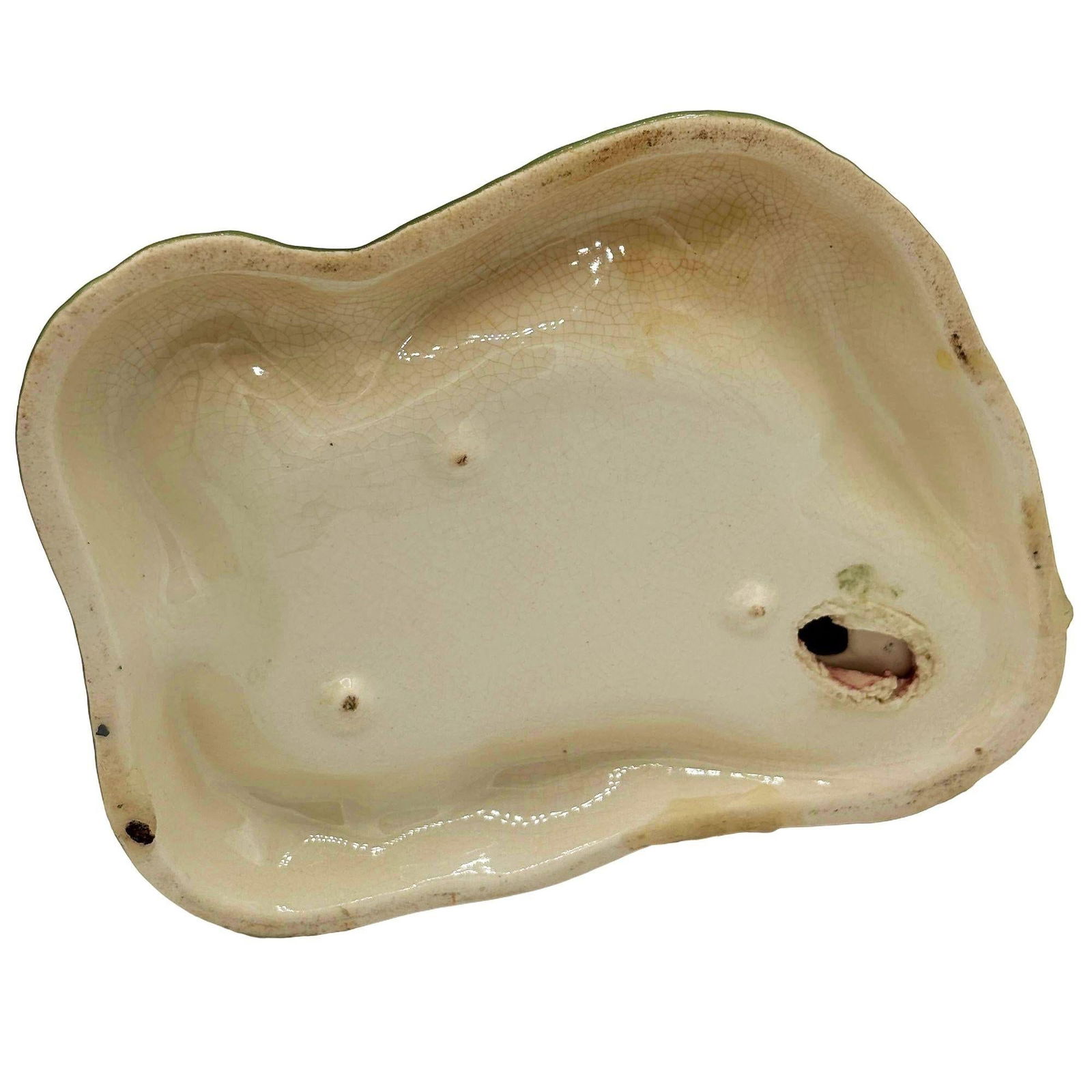 Mid Century Pink and Green Flamingo Ceramic Figurine in Flamingo Pool Ring Tray - 19