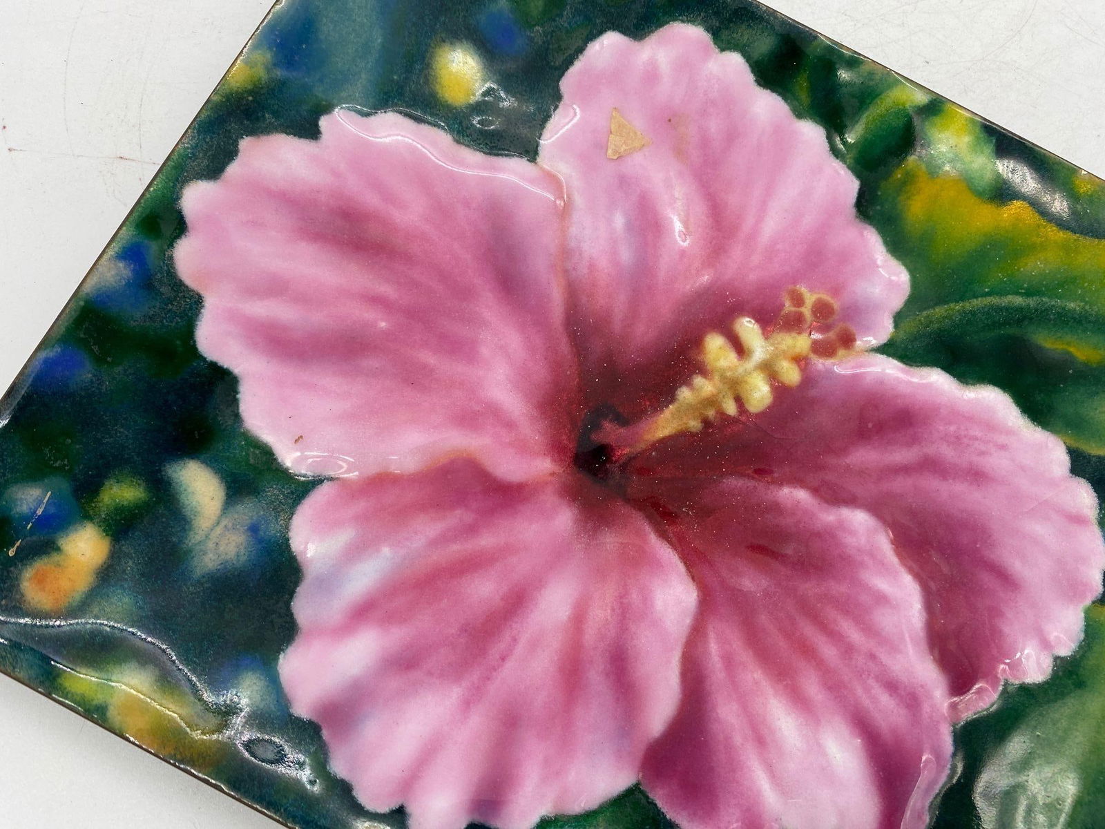 Bonne Couleur Electroforming Cloisonné Hibiscus Decorative Plate - 17