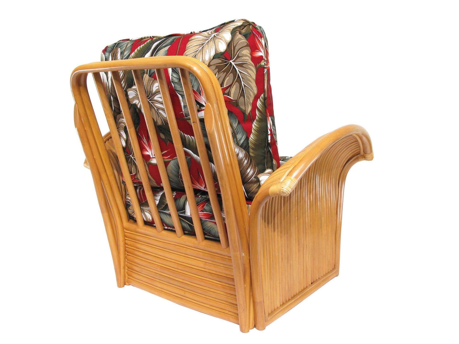 Art Deco Style "Golden Girls" Rattan Fan Arm Lounge Chair w/ Ottoman Set - 17