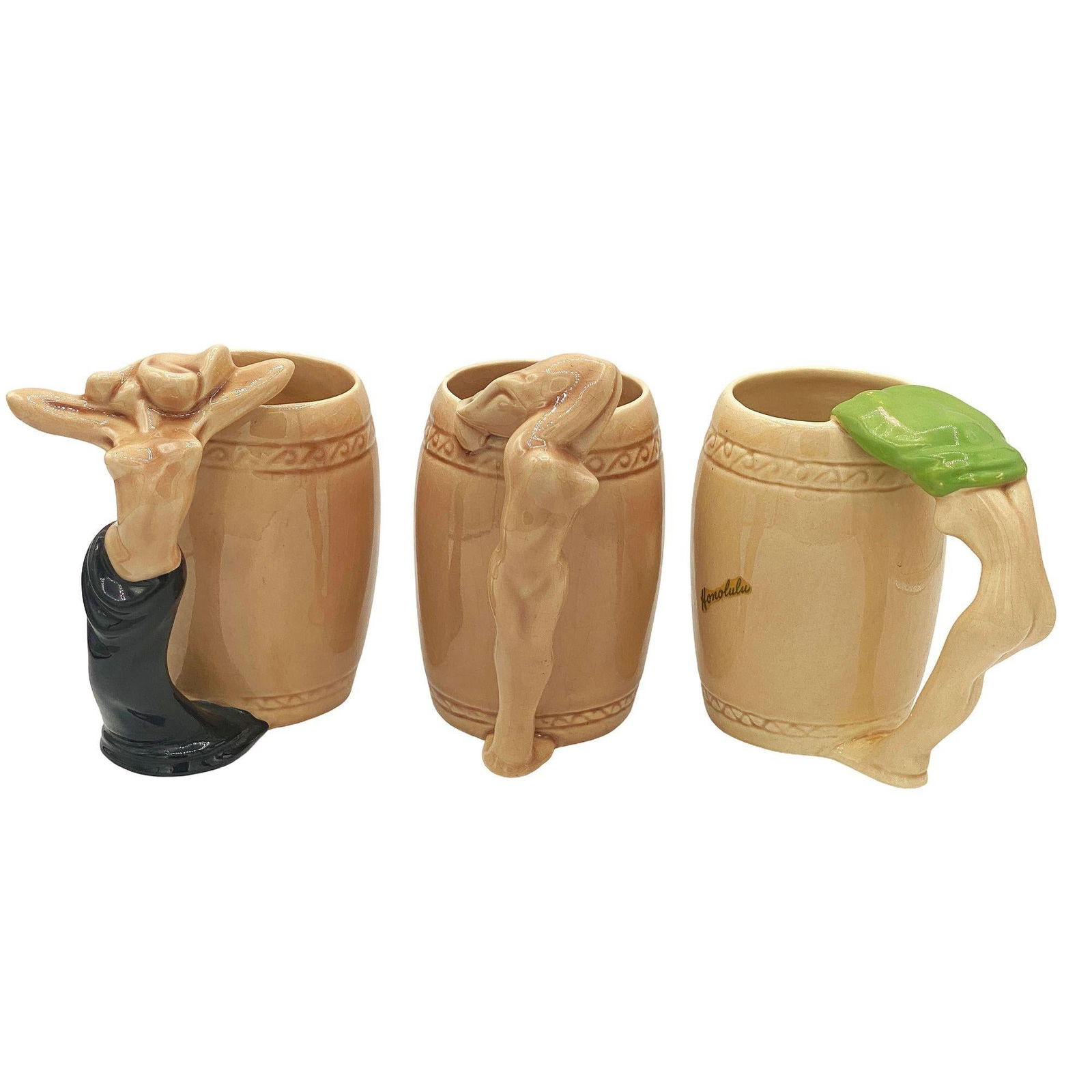 Set of Three "Strip Tease- Eye Appeal" Ceramic Barware Mugs by Dorothy Kindell - 8