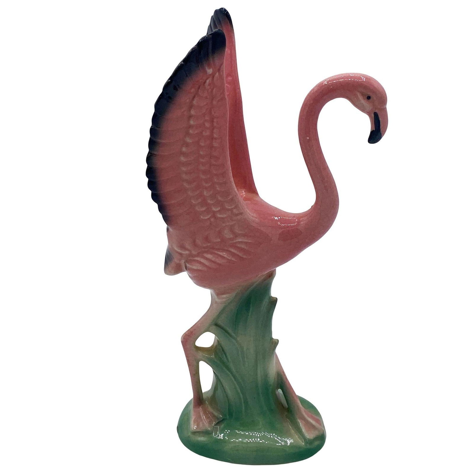 Mid-century Ceramic Mid Flight Pink Flamingo Tabletop Statue Set By Leftons - 12