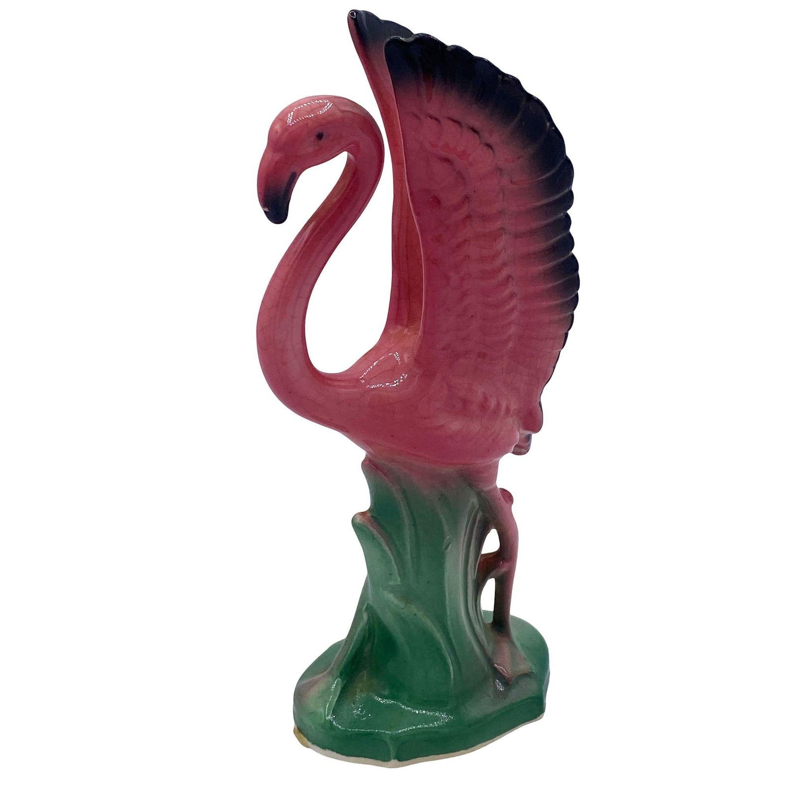Mid-century Ceramic Mid Flight Pink Flamingo Tabletop Statue Set By Leftons - 16
