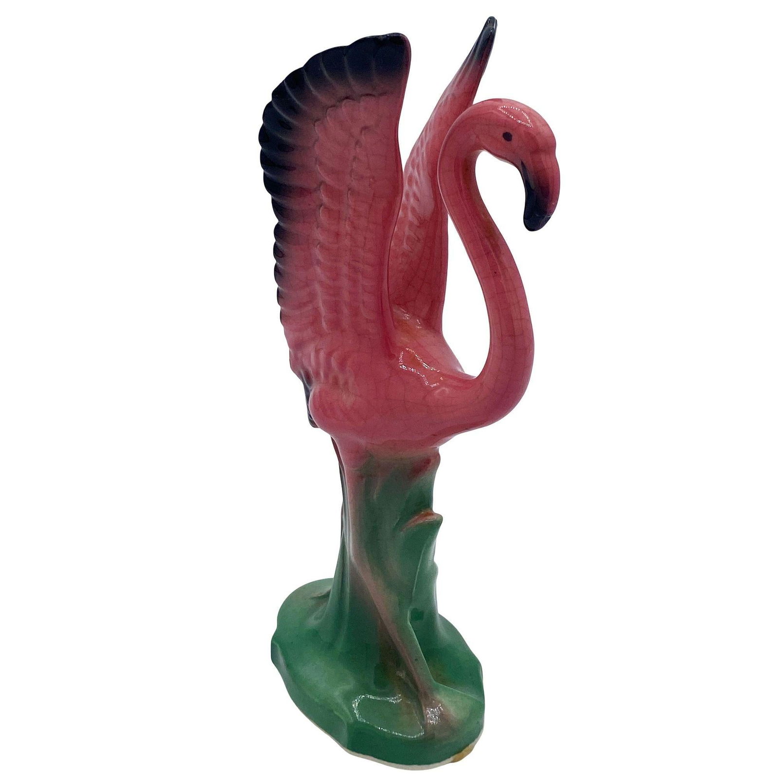 Mid-century Ceramic Mid Flight Pink Flamingo Tabletop Statue Set By Leftons - 17