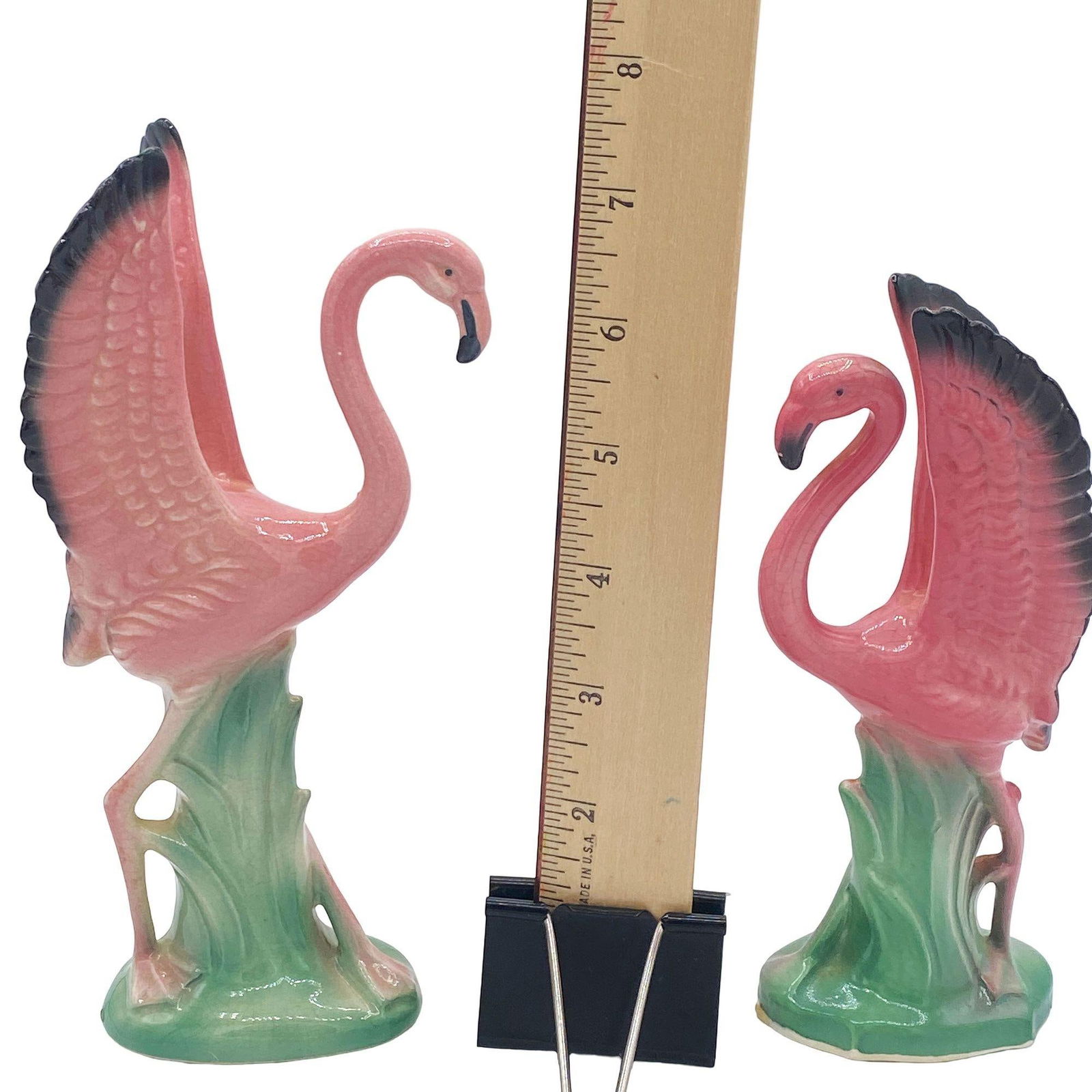 Mid-century Ceramic Mid Flight Pink Flamingo Tabletop Statue Set By Leftons - 6