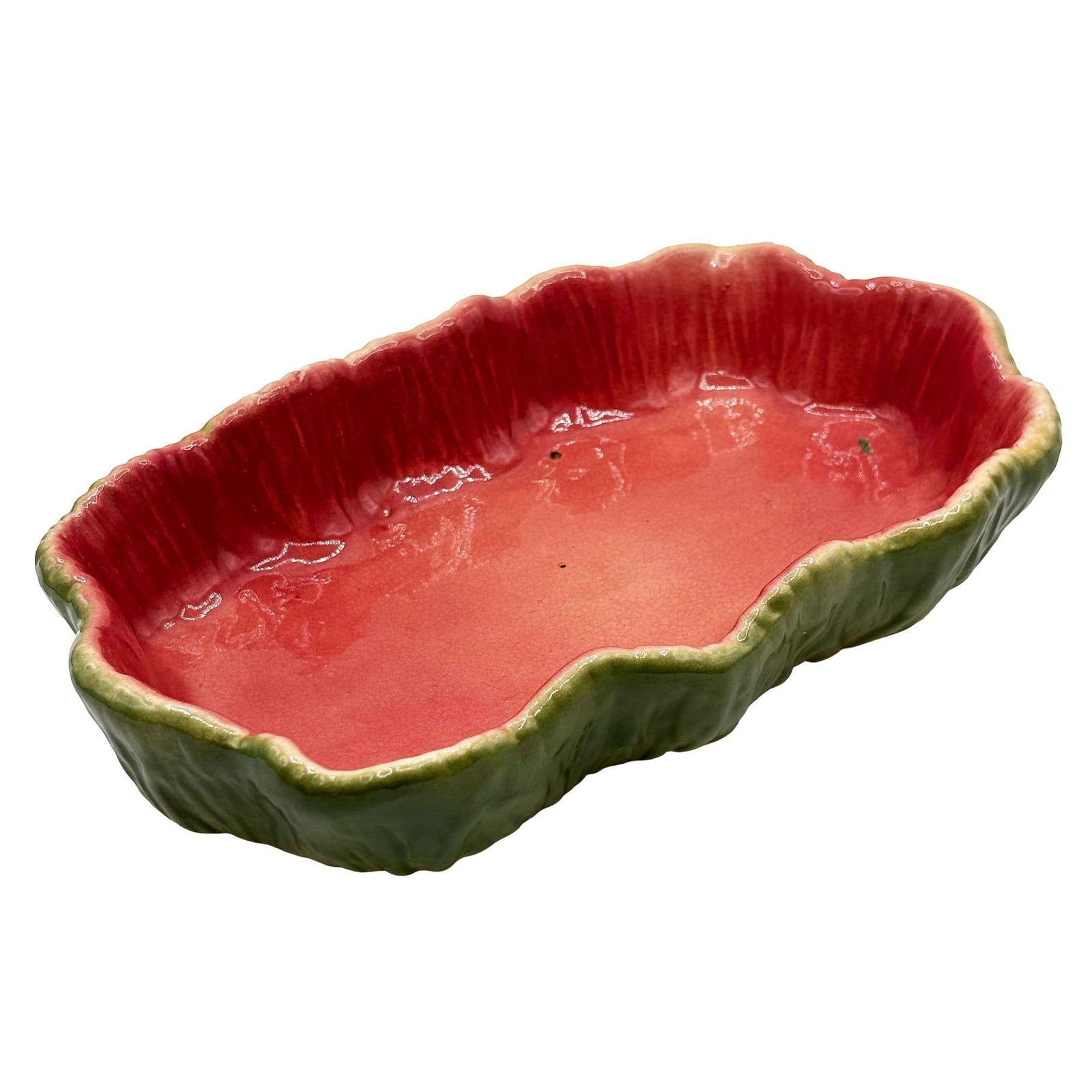 MCM California Pottery Ceramic Flamingo Figurine Set w/ Tropical Pond Tray - 16