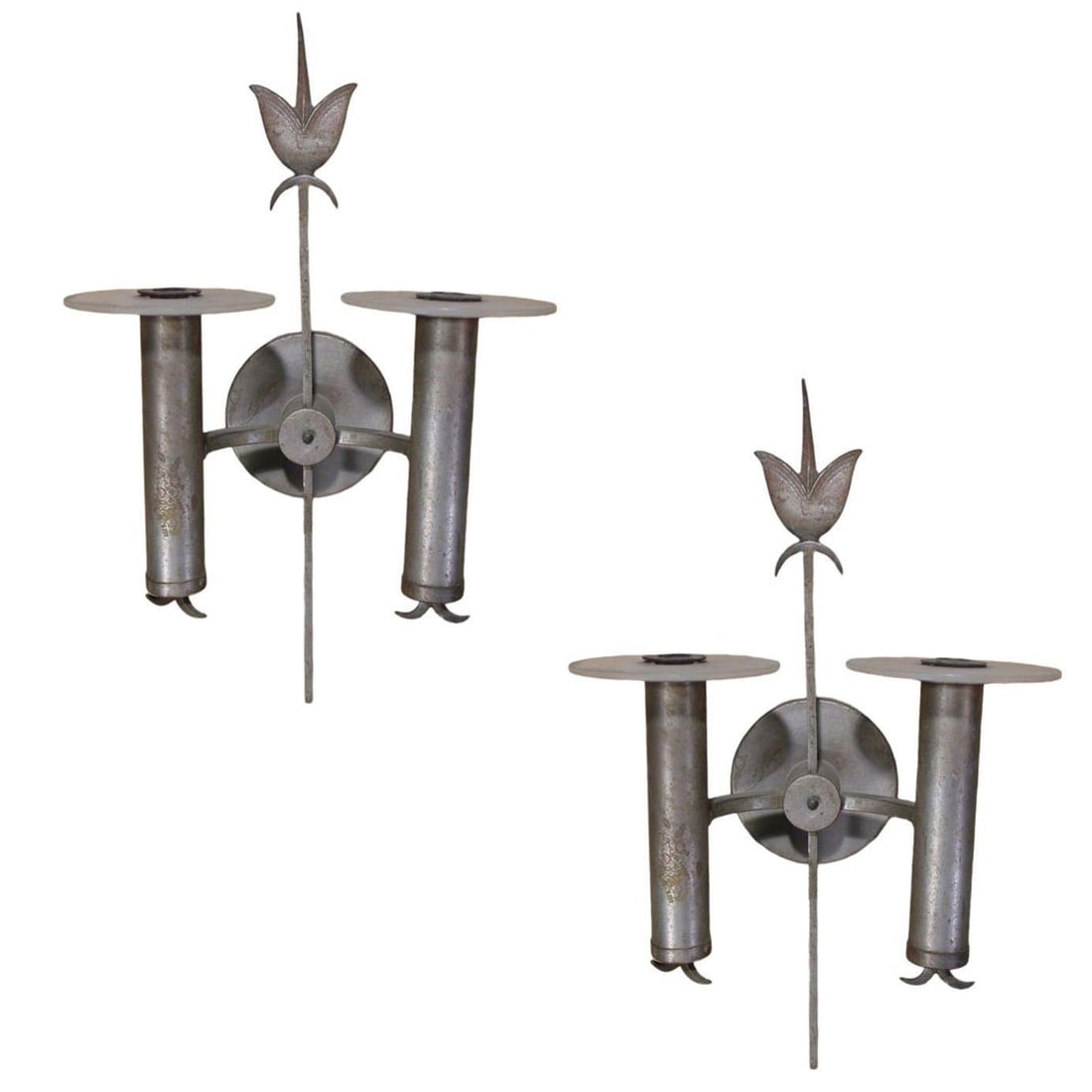 Pair of Geometric Art Deco Wall Sconces - 7