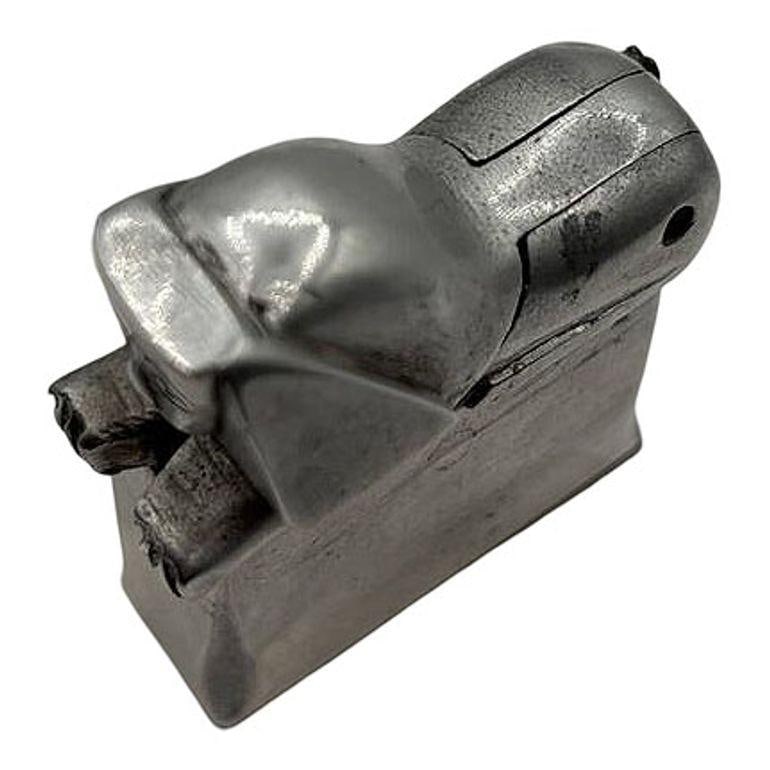 Hand Made Bespoke Silver Art Deco Sphinx Lift Arm Lighter w/ Geometric Inlay - 12