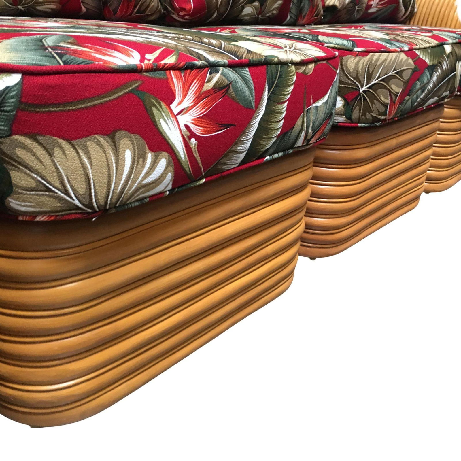 Art "Hawaii" Rattan Fan Arm Two-Seat Sectional Settee Sofa - 11