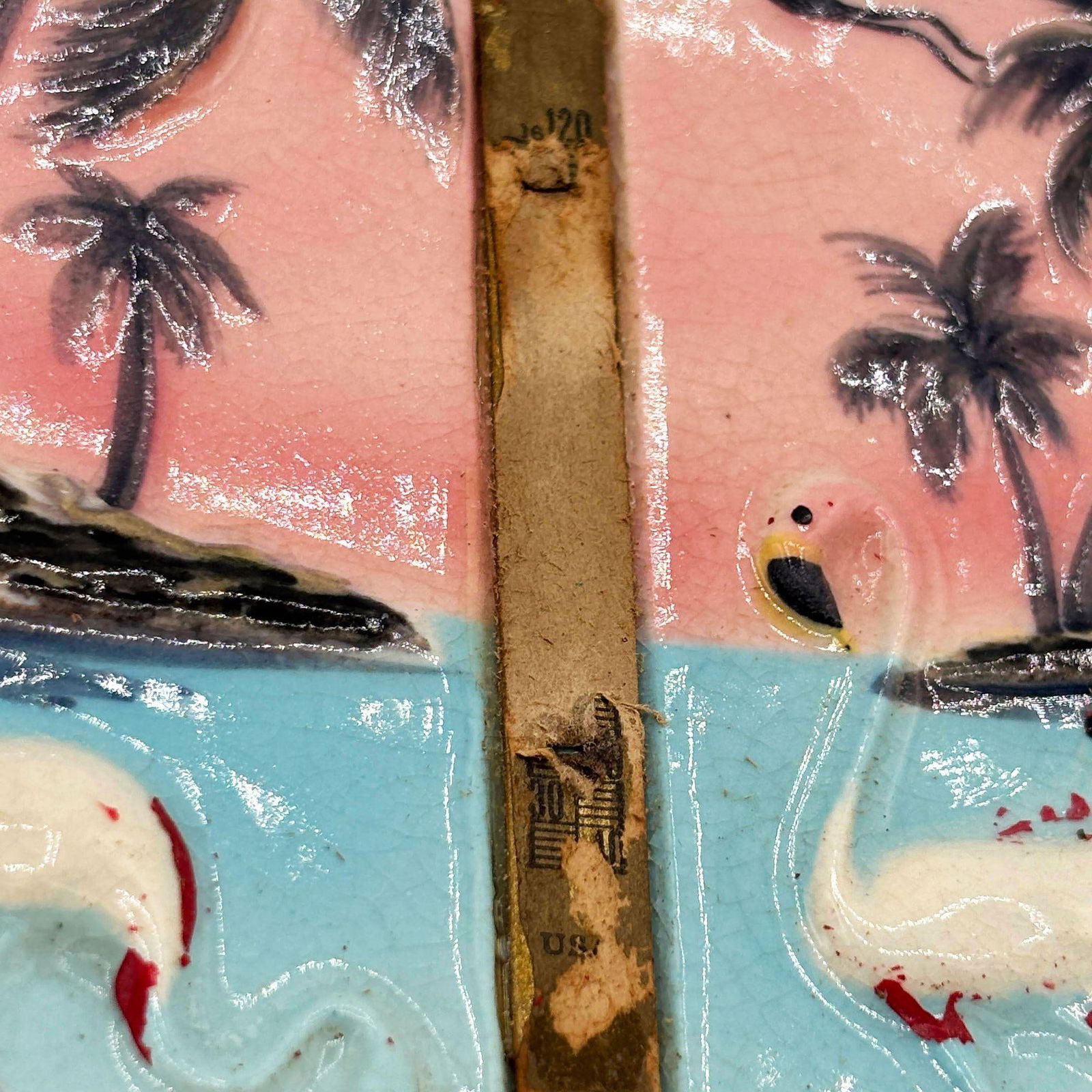 Mid-century Florida Flamingo Round Decrotive 3d Sculptural Wall Plate - 11