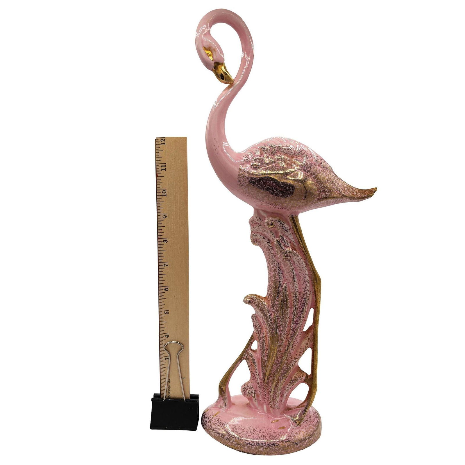 Large Hawaiian Pottery Ceramic long-legged Flamingo Figurine by Found Memories - 16