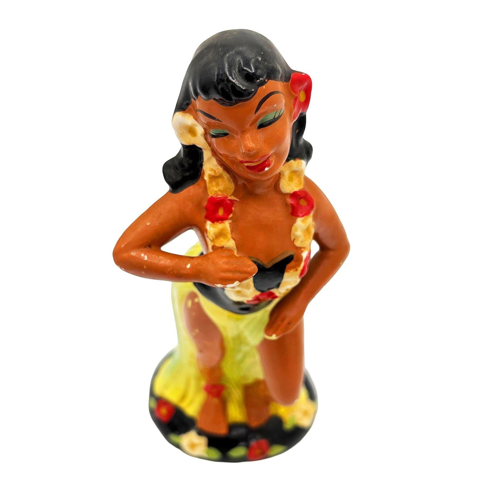 Hawaiian Hula Girl & Ukulele Player Ceramic Statue Set by Kreiss Company - 10