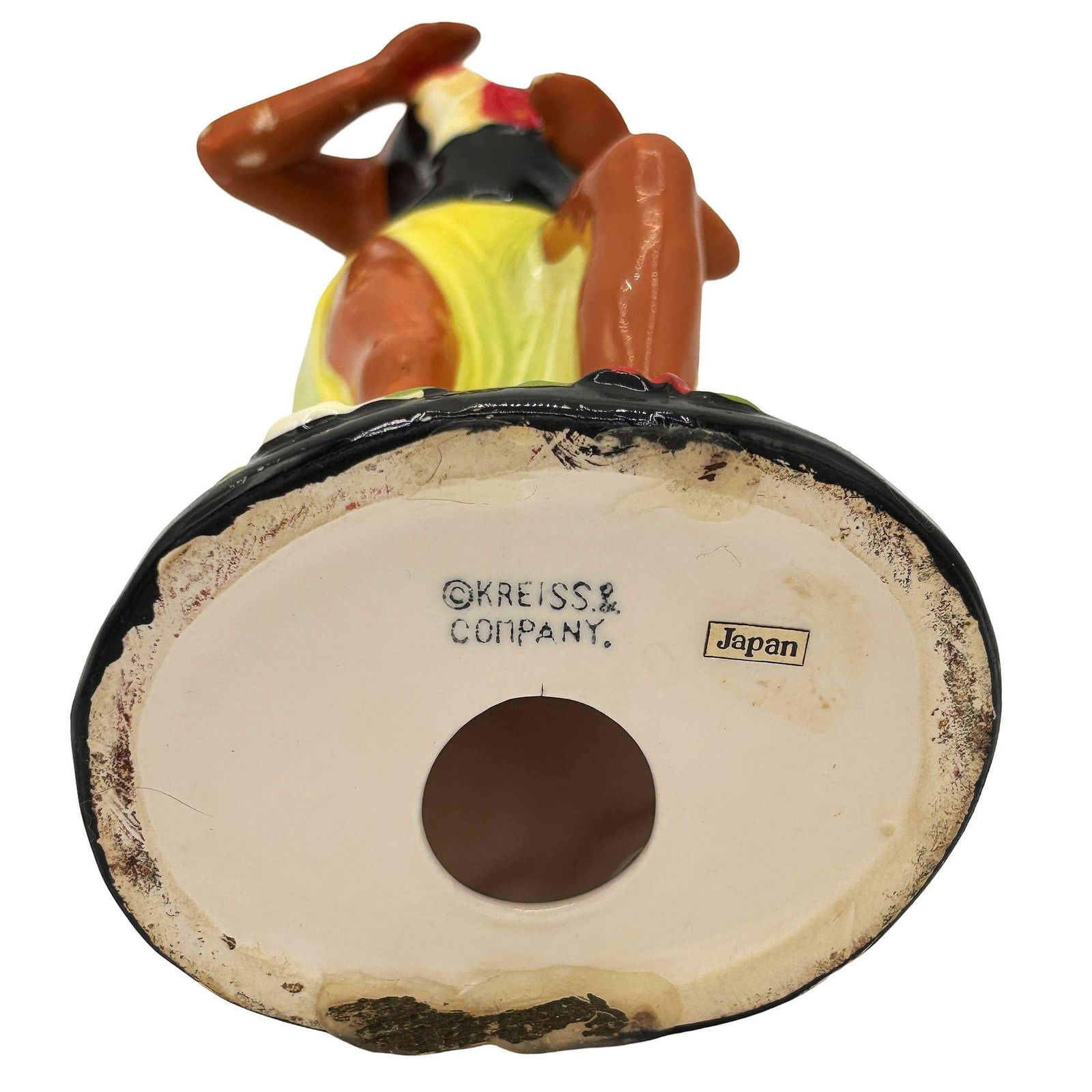 Hawaiian Hula Girl & Ukulele Player Ceramic Statue Set by Kreiss Company - 4