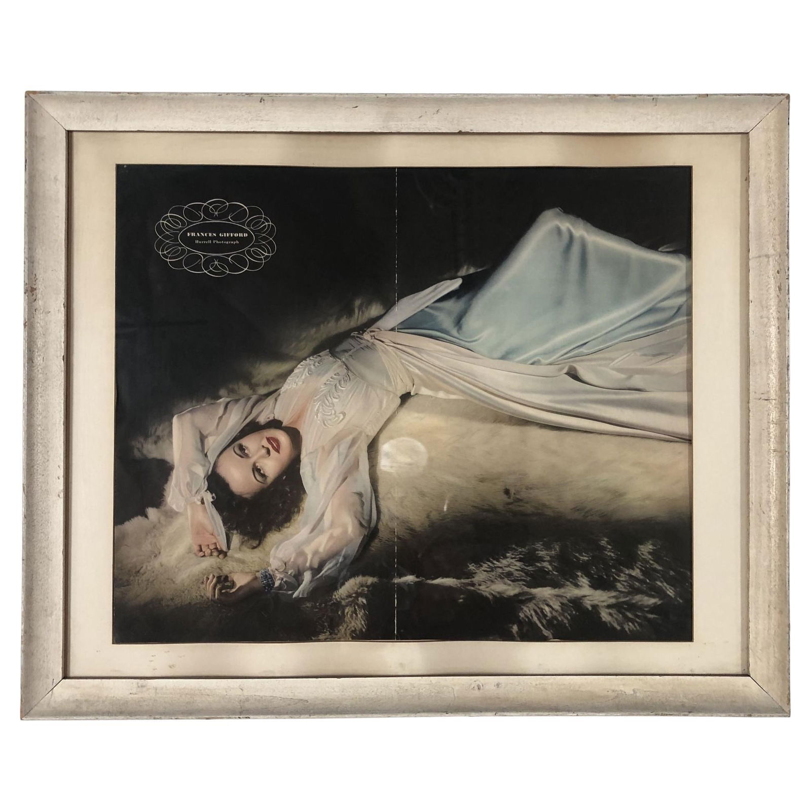 1942 Frances Gifford Hollywood Portrait Print by George Hurrell, Framed: Title: 1942 Frances Gifford Hollywood Portrait Print by George Hurrell, Framed Description: 1942 Hollywood Portrait artwork print of actress Frances Gifford by George Hurrell in its original white woo