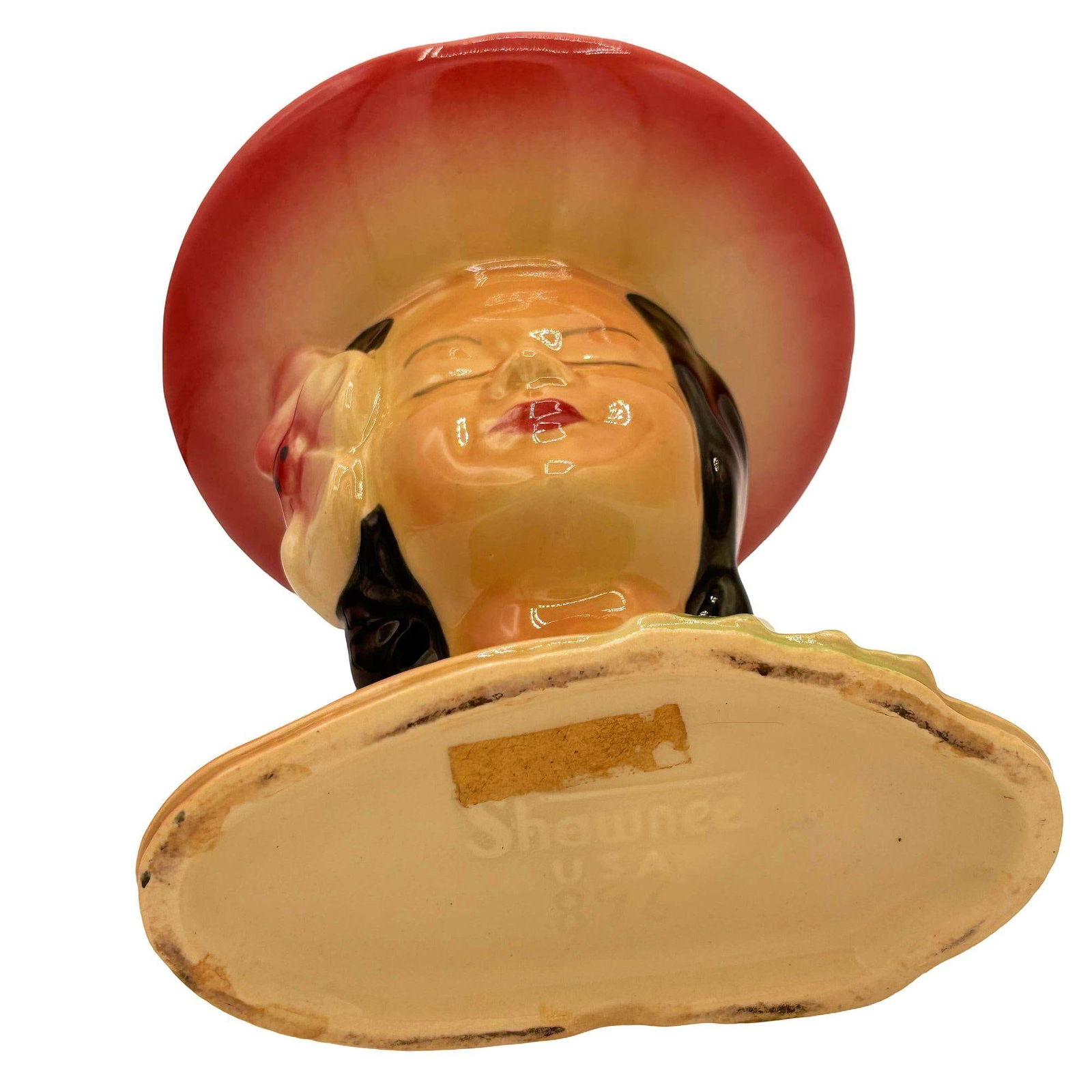 MCM Shawnee Pottery 896 Hawaiian Hula Girl Polynesian Pink Plant Bust Vase - 13