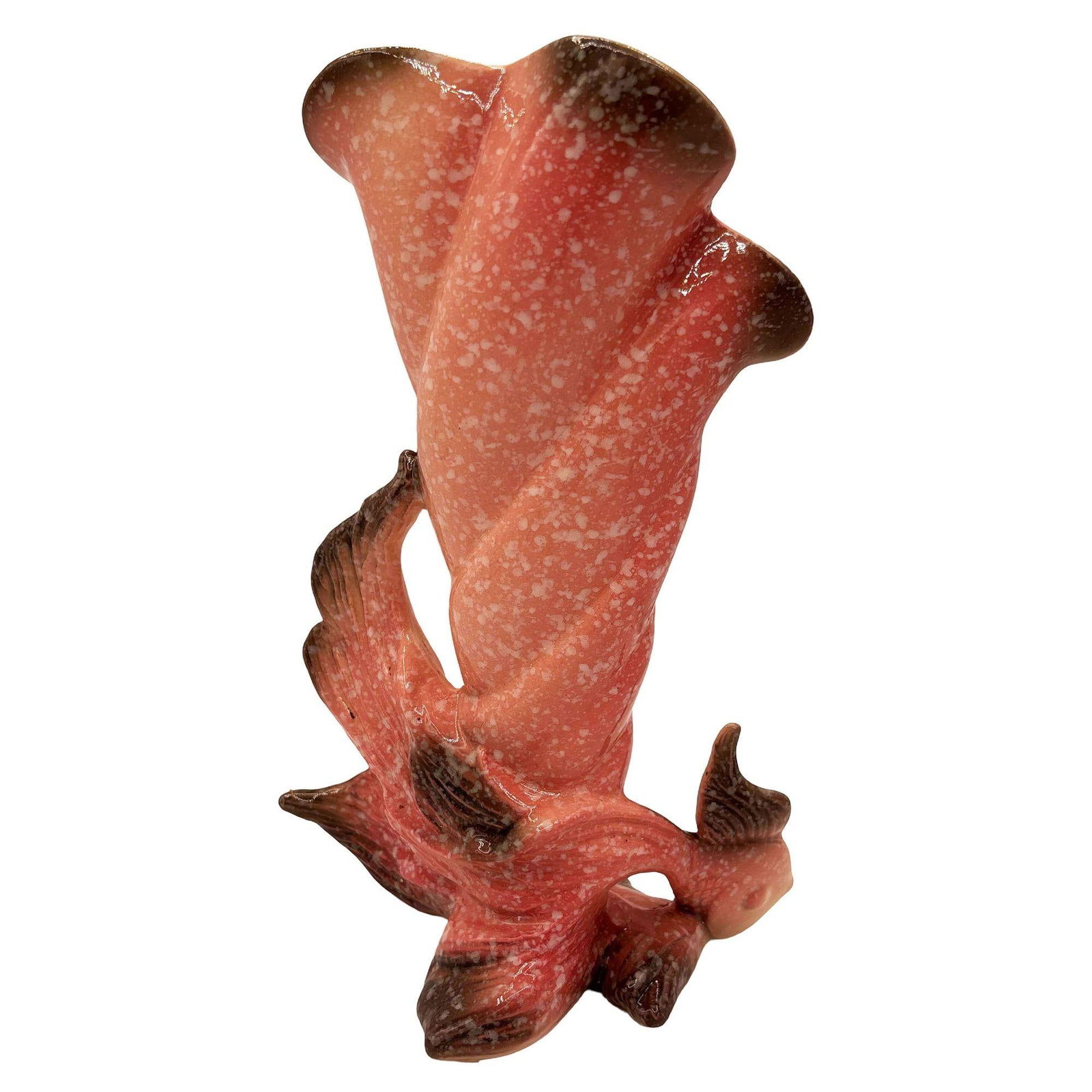 Ebb Tide Vase Fish & Shell Pink Speckled Ceramic Vase by Hull Pottery - 2