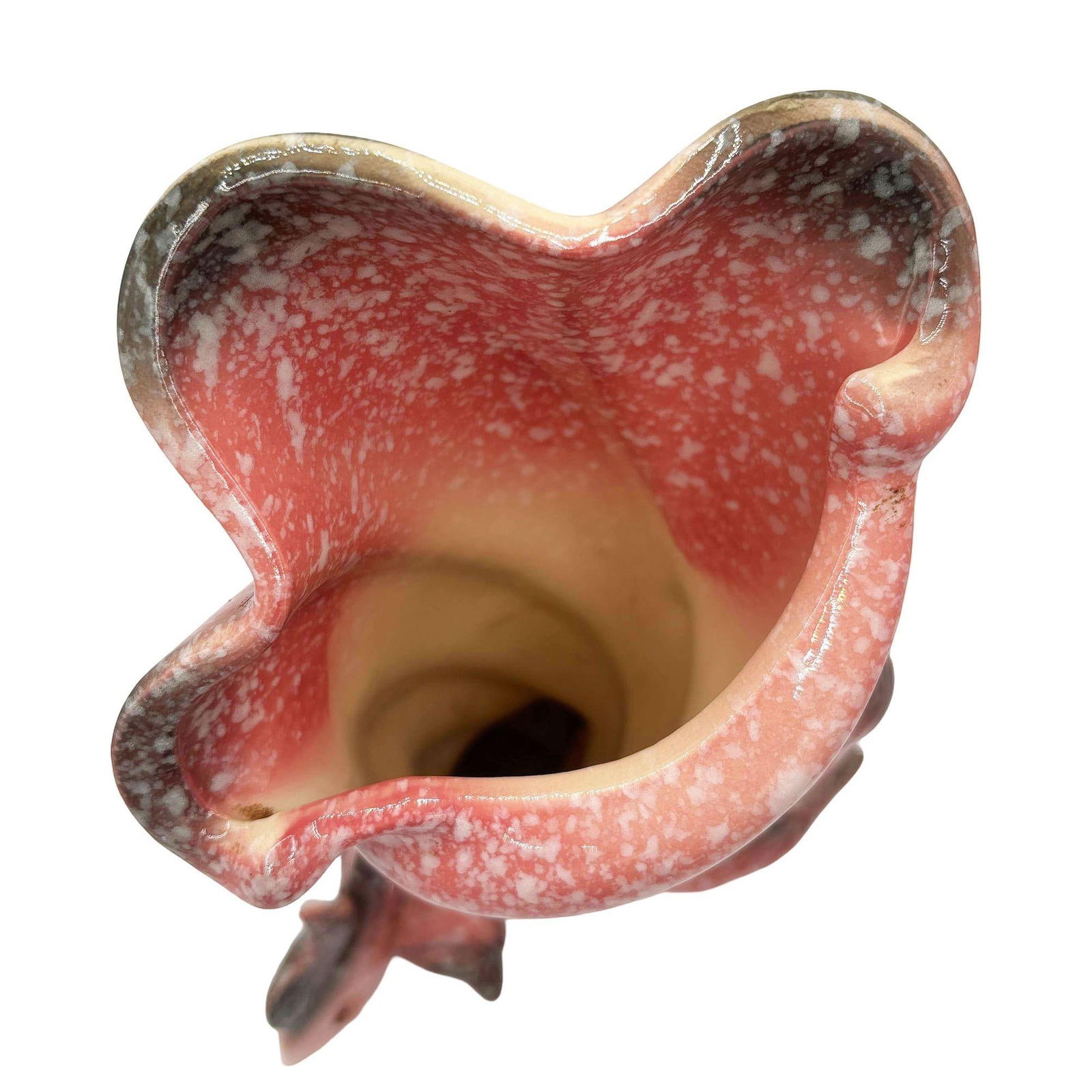 Ebb Tide Vase Fish & Shell Pink Speckled Ceramic Vase by Hull Pottery - 4