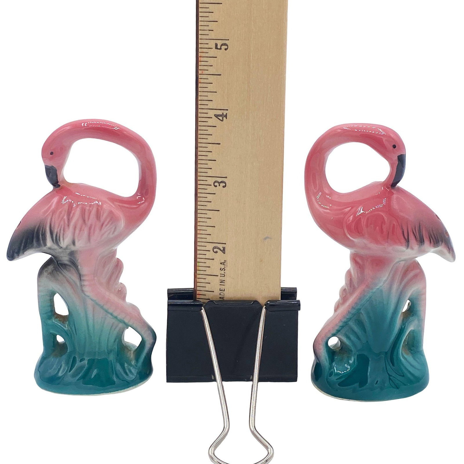 Pink & Green Flamingo Ceramic Tabletop Matching Salt & Pepper Shaker Set - 6