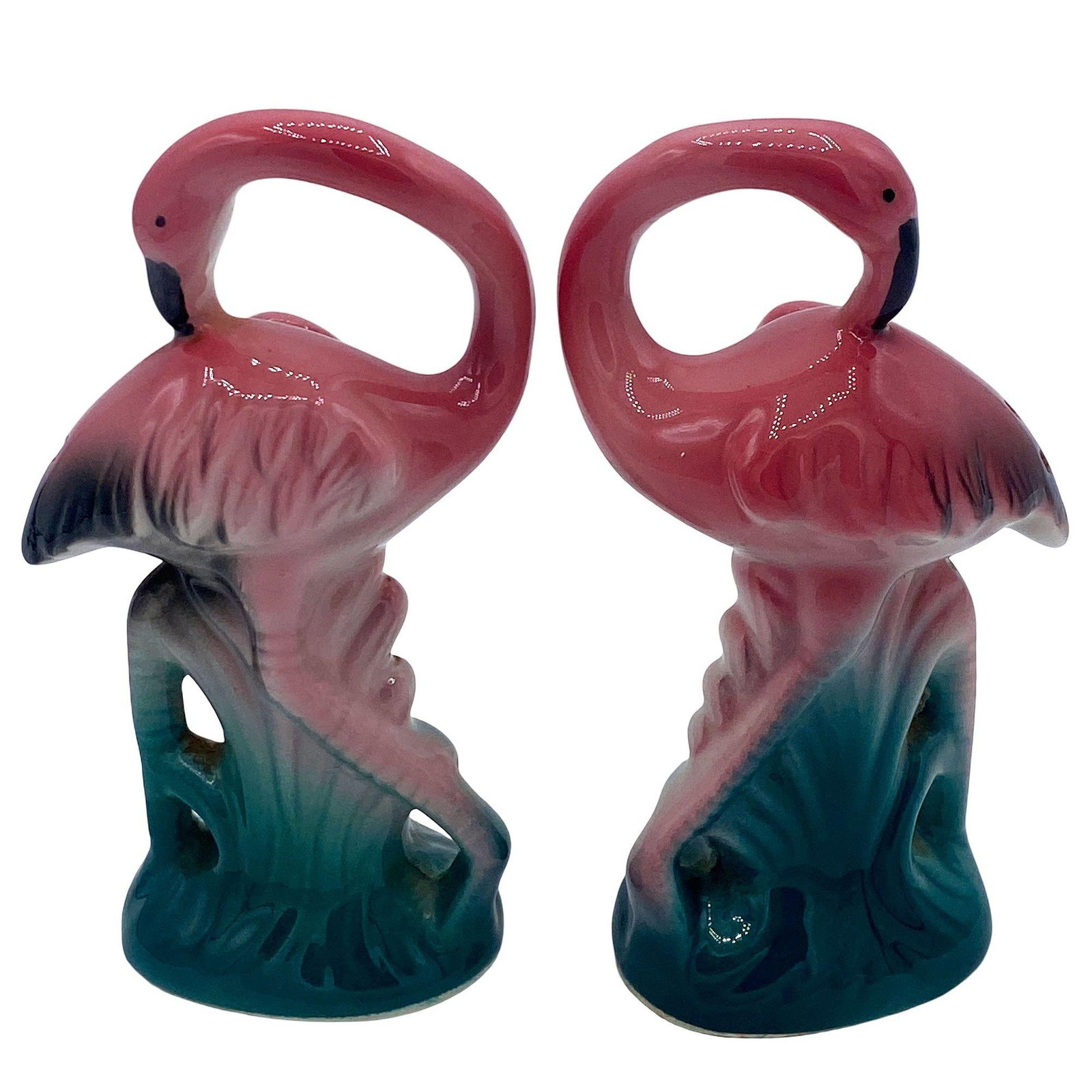 Pink & Green Flamingo Ceramic Tabletop Matching Salt & Pepper Shaker Set - 8