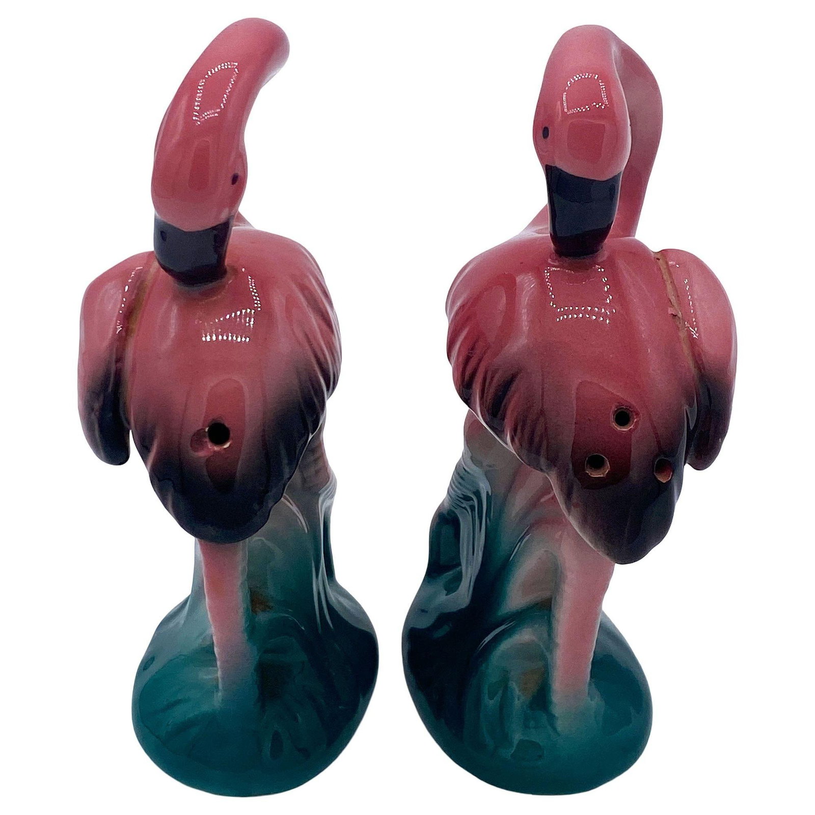 Pink & Green Flamingo Ceramic Tabletop Matching Salt & Pepper Shaker Set - 9