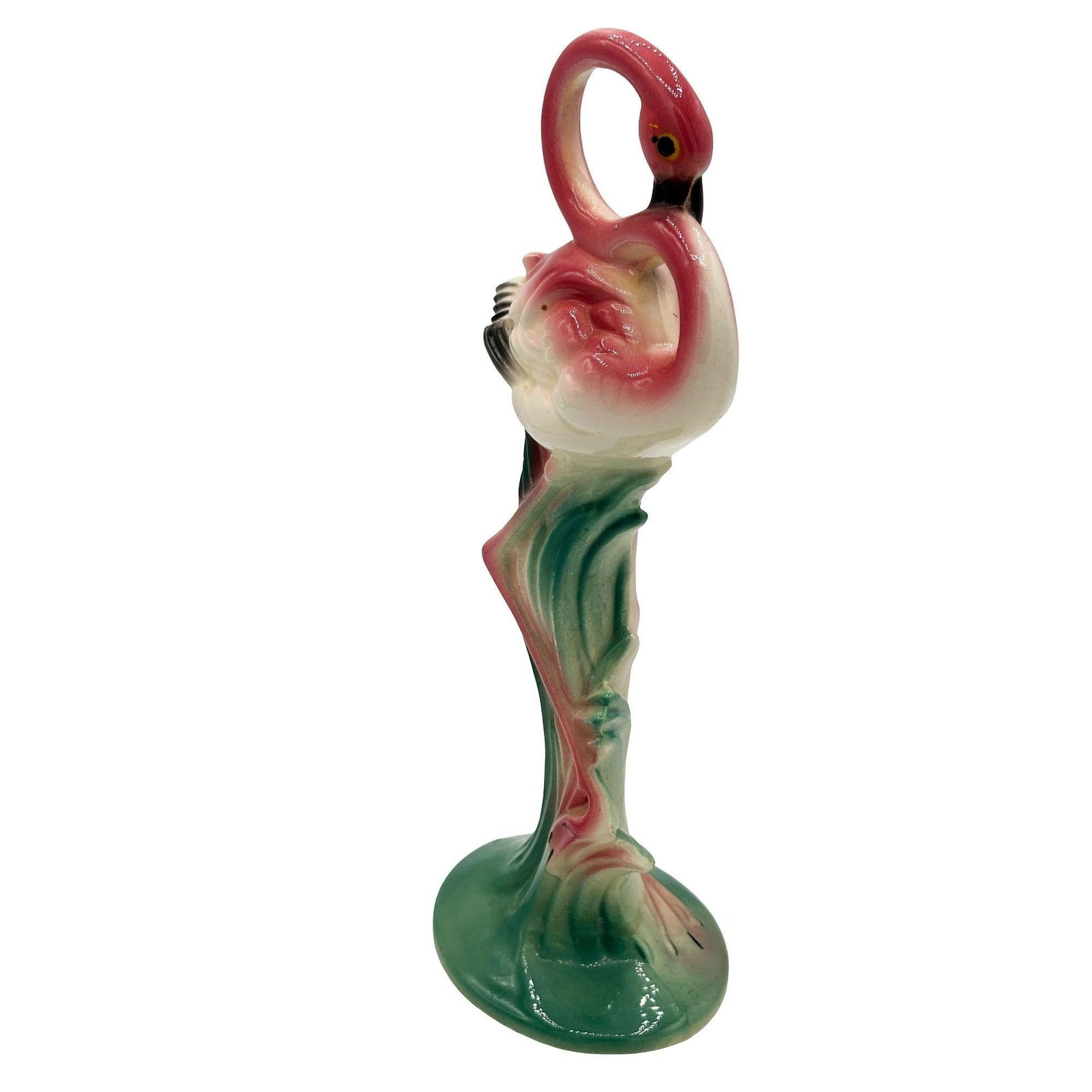 Large 10" MCM California Pottery Ceramic Bashful Pink Flamingo Tabletop Statue - 18